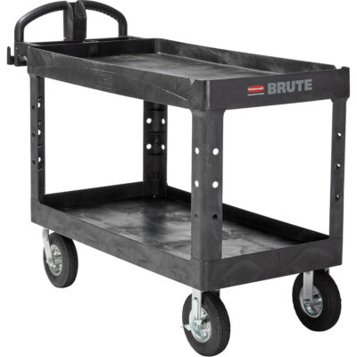 Chariot utilitaire robuste, 2 tiers, 25-1/4" x 33-1/4" x 55", Capacité 750 lb