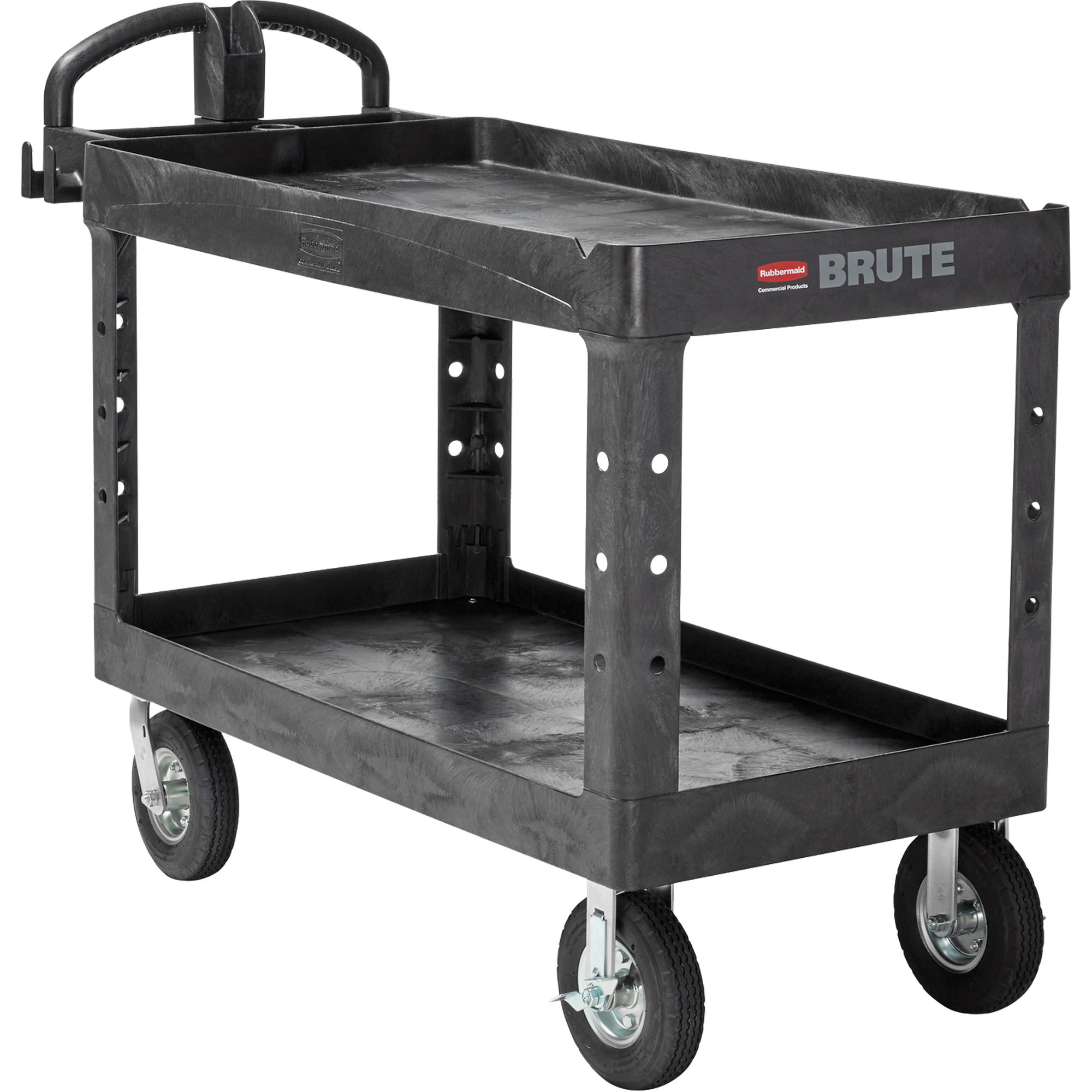 Chariot utilitaire robuste, 2 tiers, 25-1/4" x 33-1/4" x 55", Capacité 750 lb