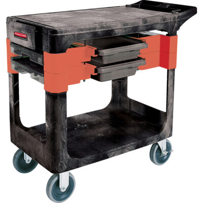 Chariots à outils d'entretien, 2 tiroirs, 38" lo x 19-1/4" la x 33-3/8" h, Noir