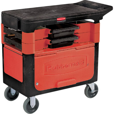 Chariots de travail Trades a/compartiment, 2 tiroirs, 38" lo x 19-1/4" la x 33-3/8" h, Noir