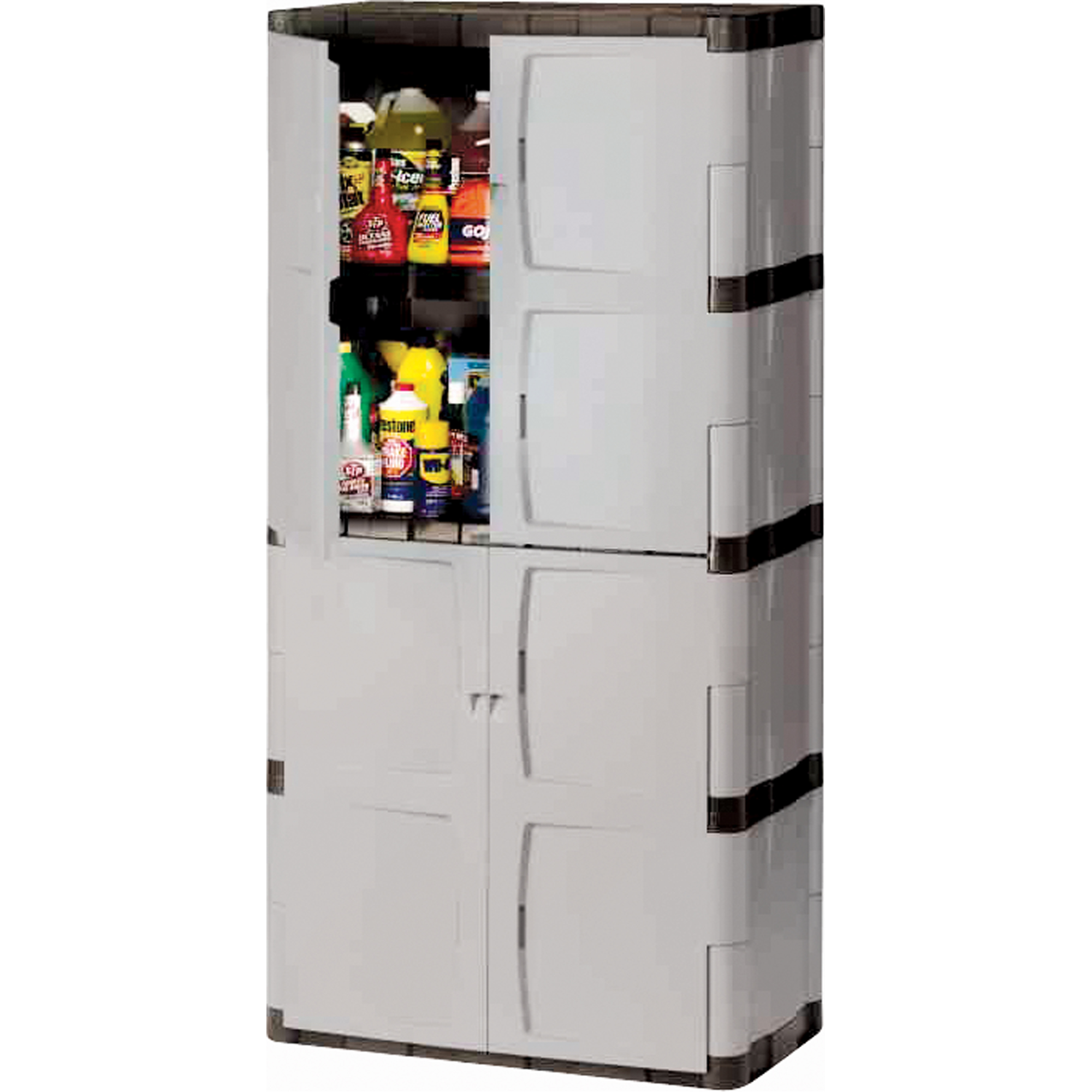 Armoire robuste, Plastique, 3 Tablettes, 72" h x 36" la x 18" P, Mica et charbon