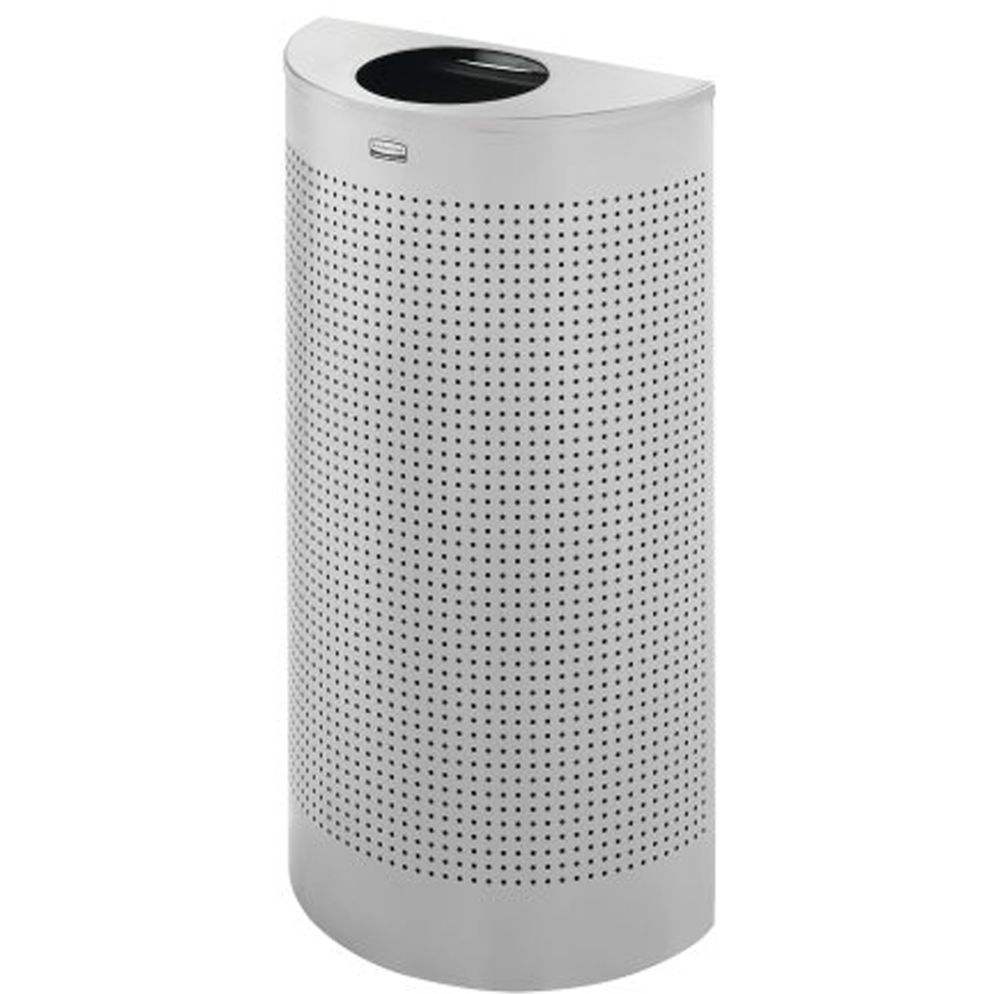 Poubelle demi-ronde sans couvercle, Acier, 12 gal. US
