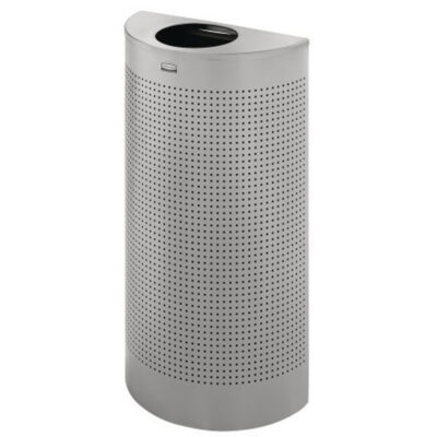 Poubelle demi-ronde sans couvercle, Acier, 12 gal. US