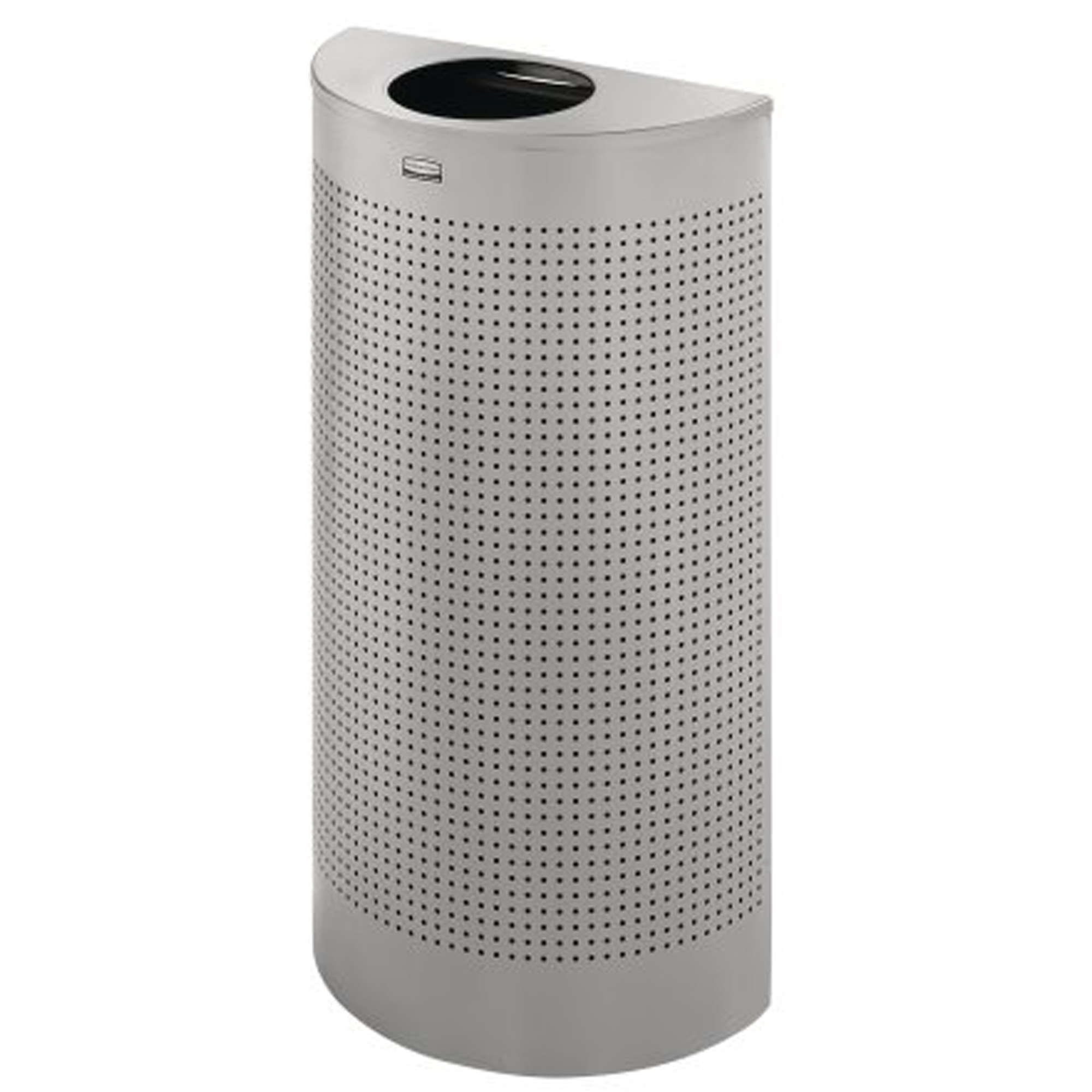Poubelle demi-ronde sans couvercle, Acier, 12 gal. US