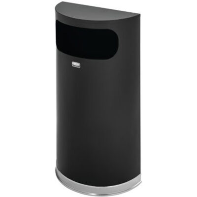 Poubelle demi-ronde sans couvercle, Acier, 9 gal. US