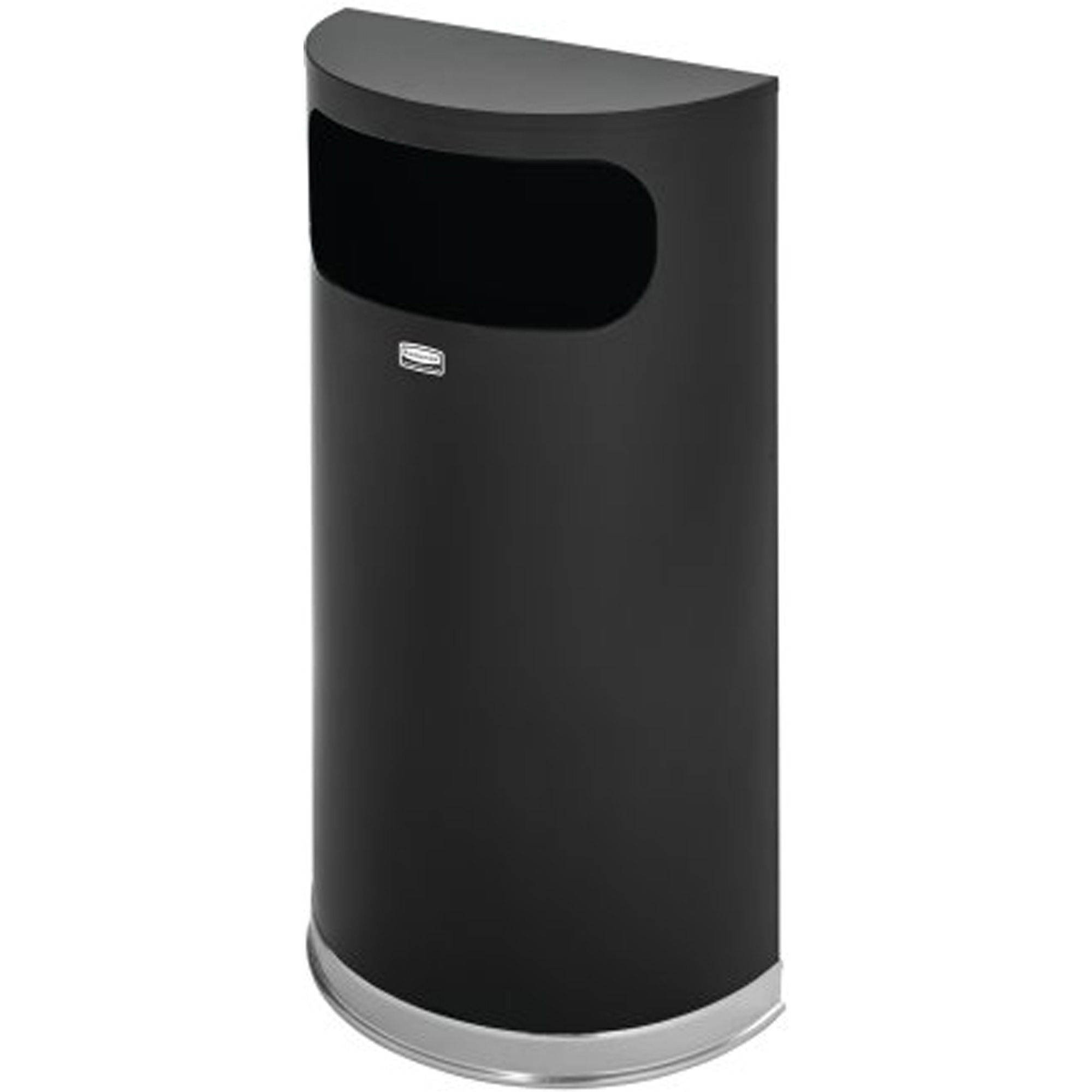 Poubelle demi-ronde sans couvercle, Acier, 9 gal. US