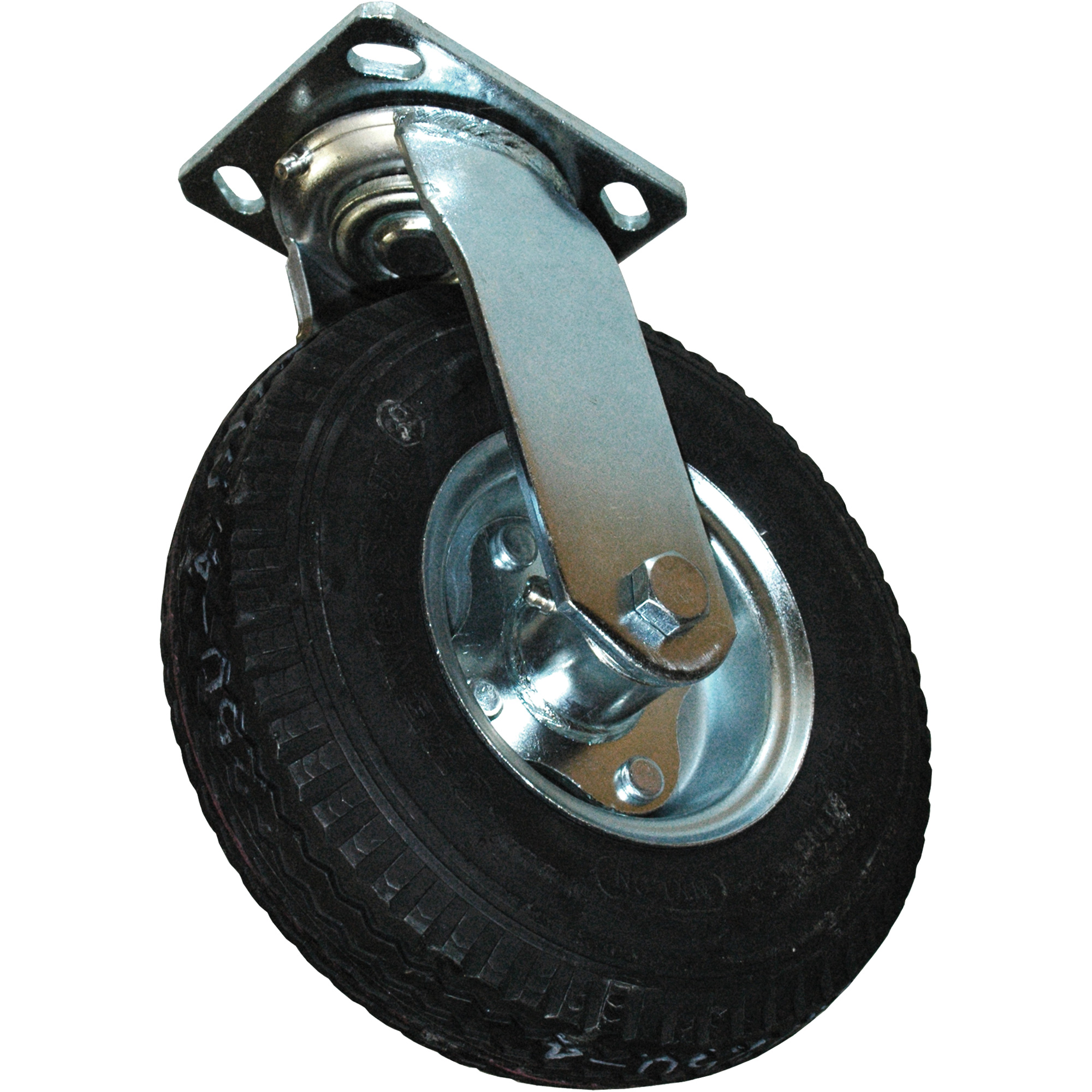 Roulette pneumatique pivotante pour chariot à plateforme