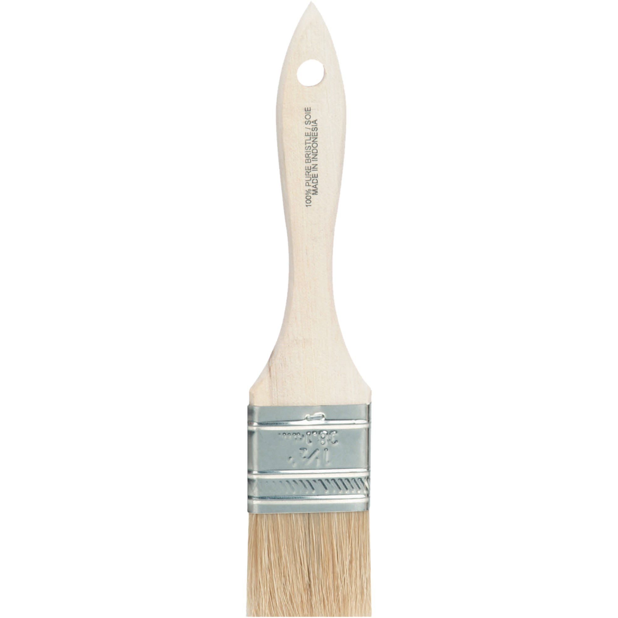 Pinceau à soies rases, Soie blanche, Manche Bois, Largeur de 1-1/2"