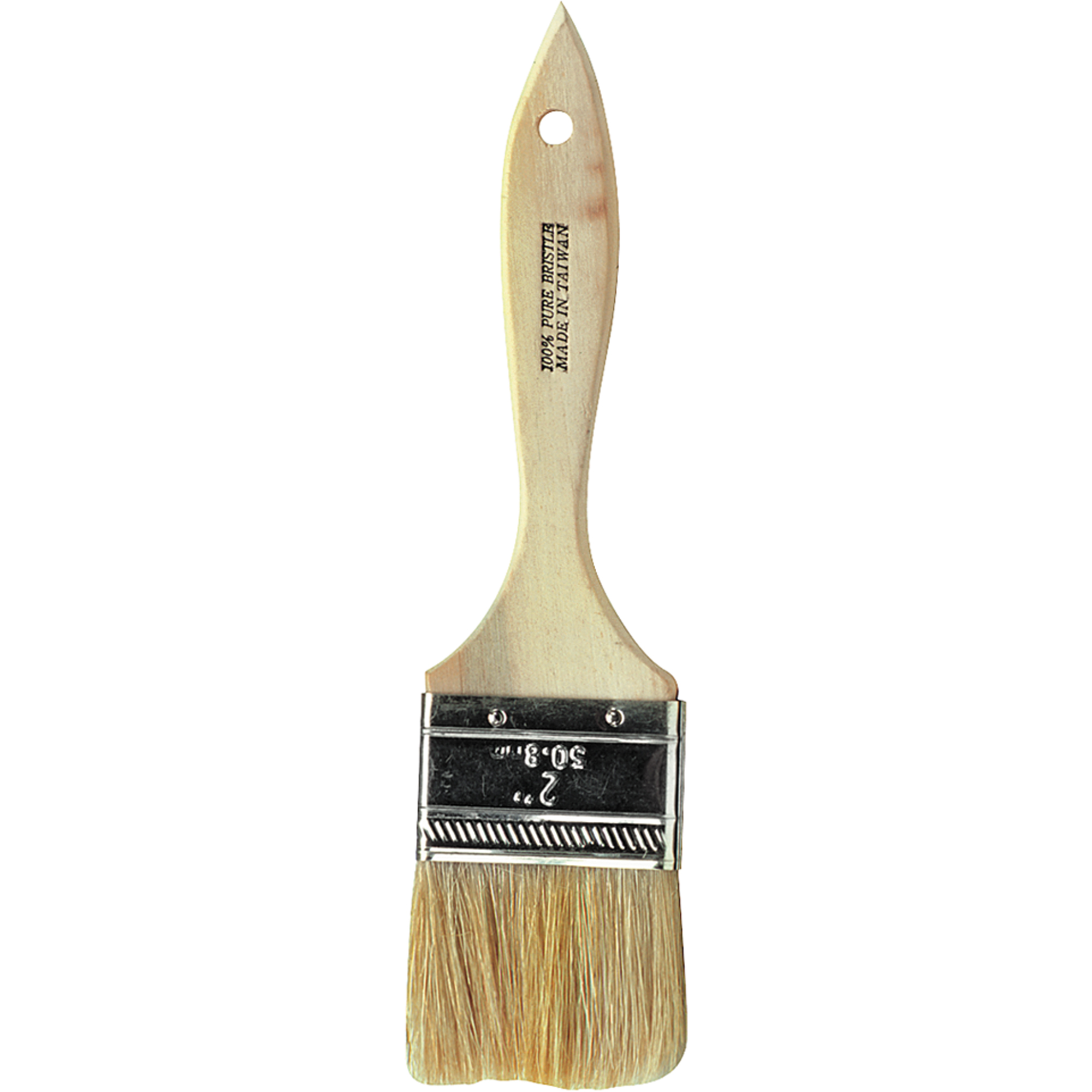 Pinceau à soies rases, Soie blanche, Manche Bois, Largeur de 1"
