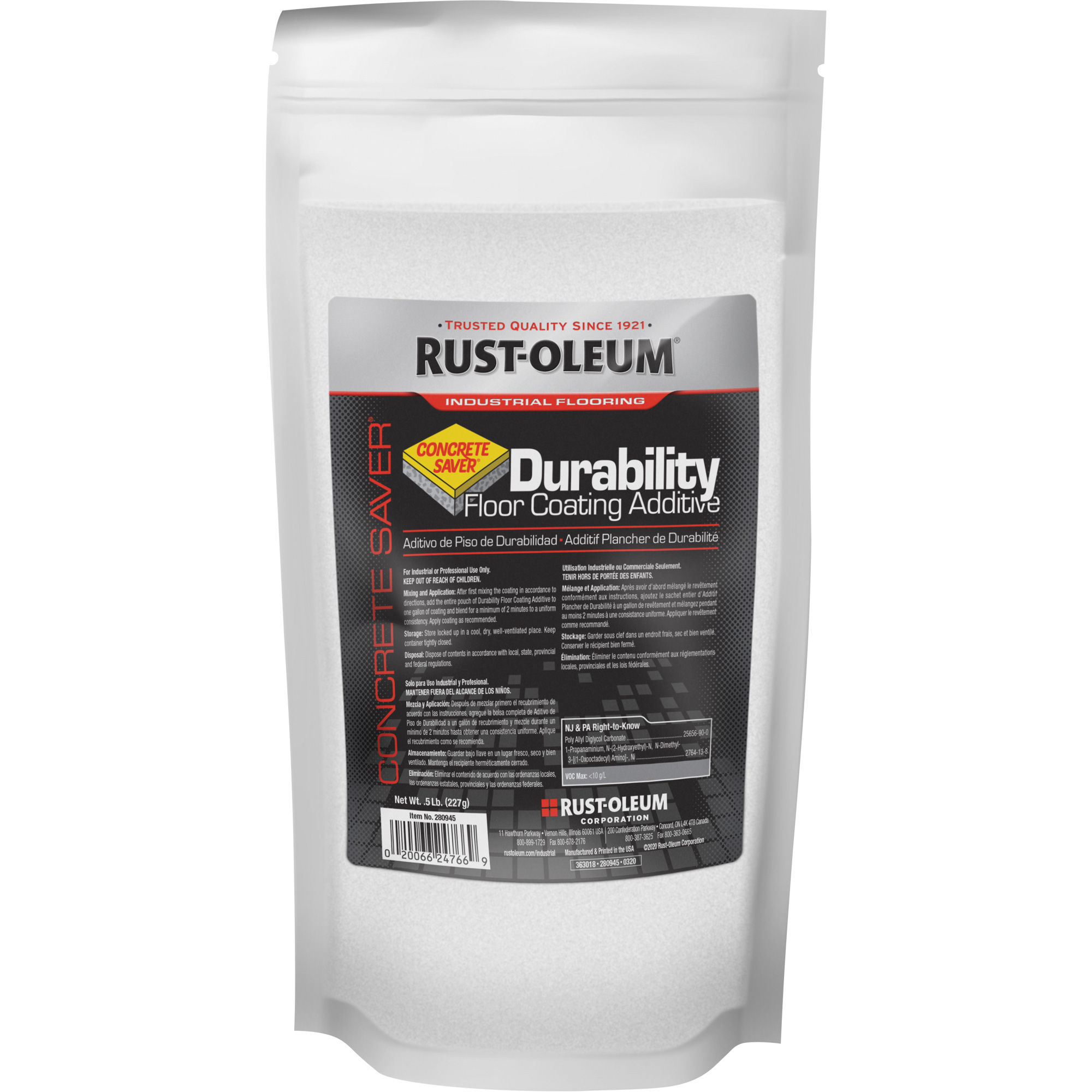 Additif de durabilité Concrete SaverMD, 0,5 lb, Sac, Transparent