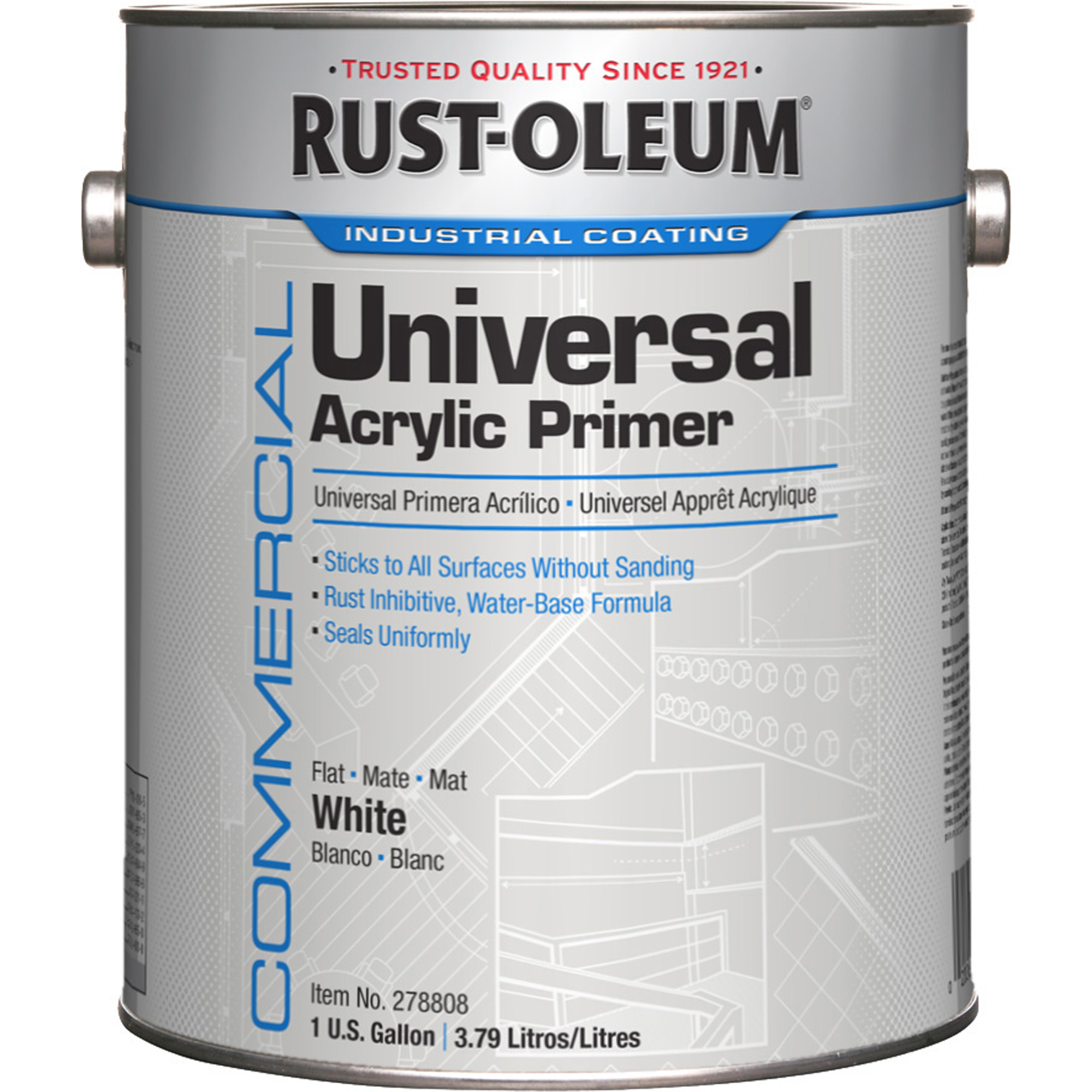 Apprêt acrylique universel de qualité professionnelle, Blanc, Plat, Gallon