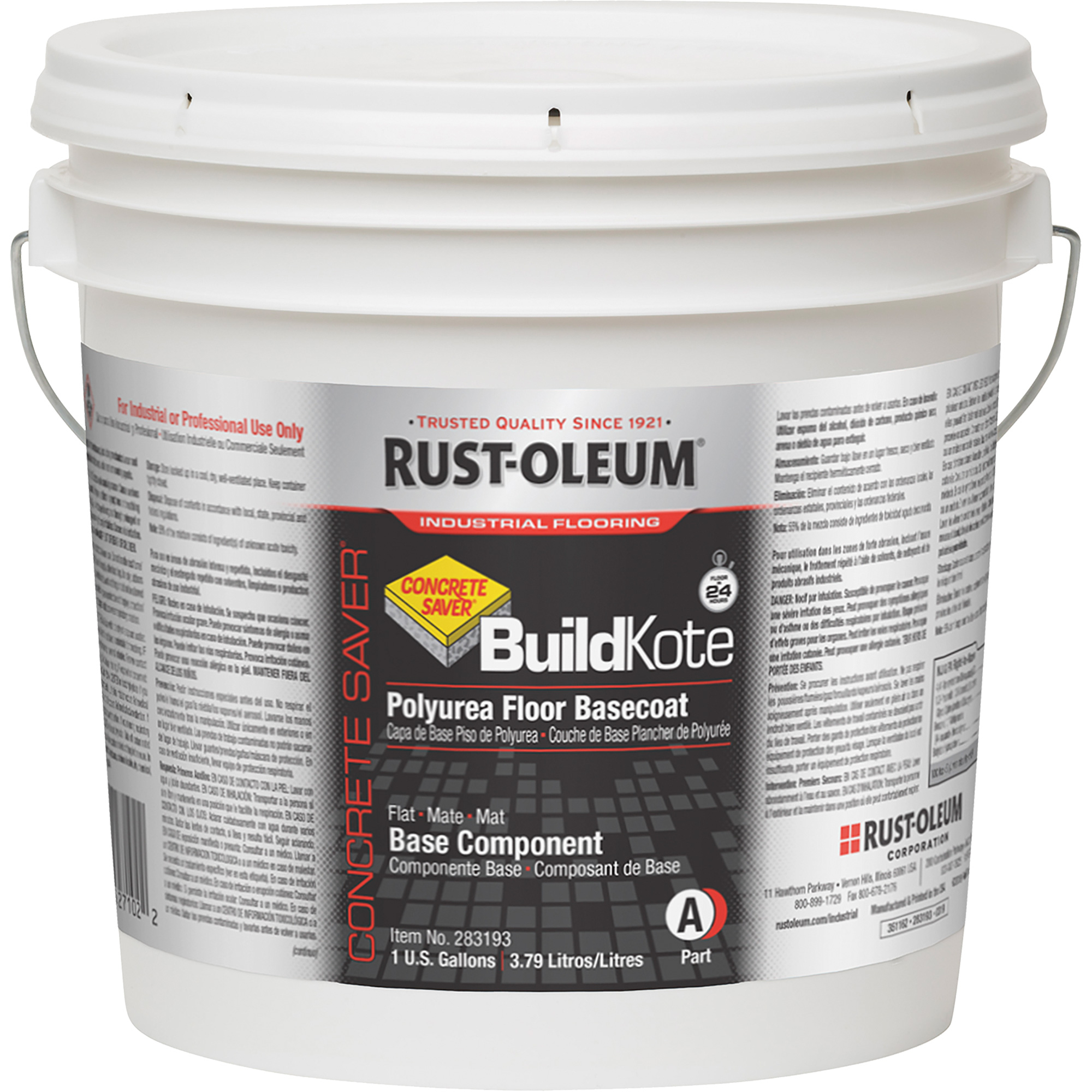 Apprêt pour revêtement de sol polyurée Concrete SaverMD BuildKote Partie A, Seau, Transparent/Base à teinter