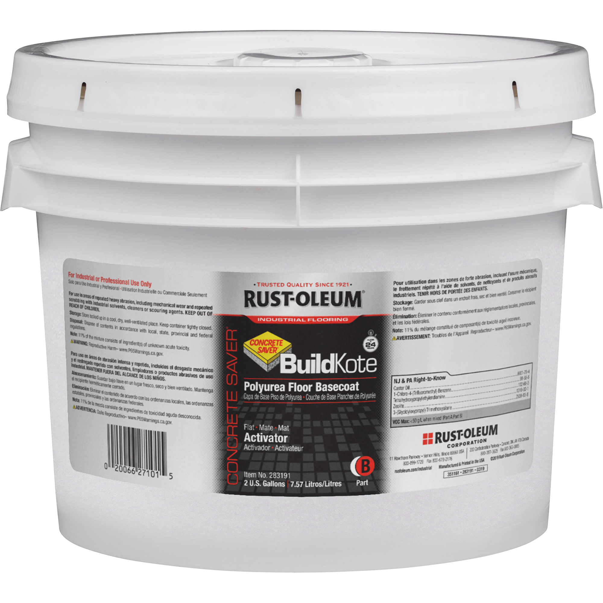 Apprêt pour revêtement de sol polyurée Concrete SaverMD BuildKote Partie B, 2 gal., Seau, Transparent/Base à teinter