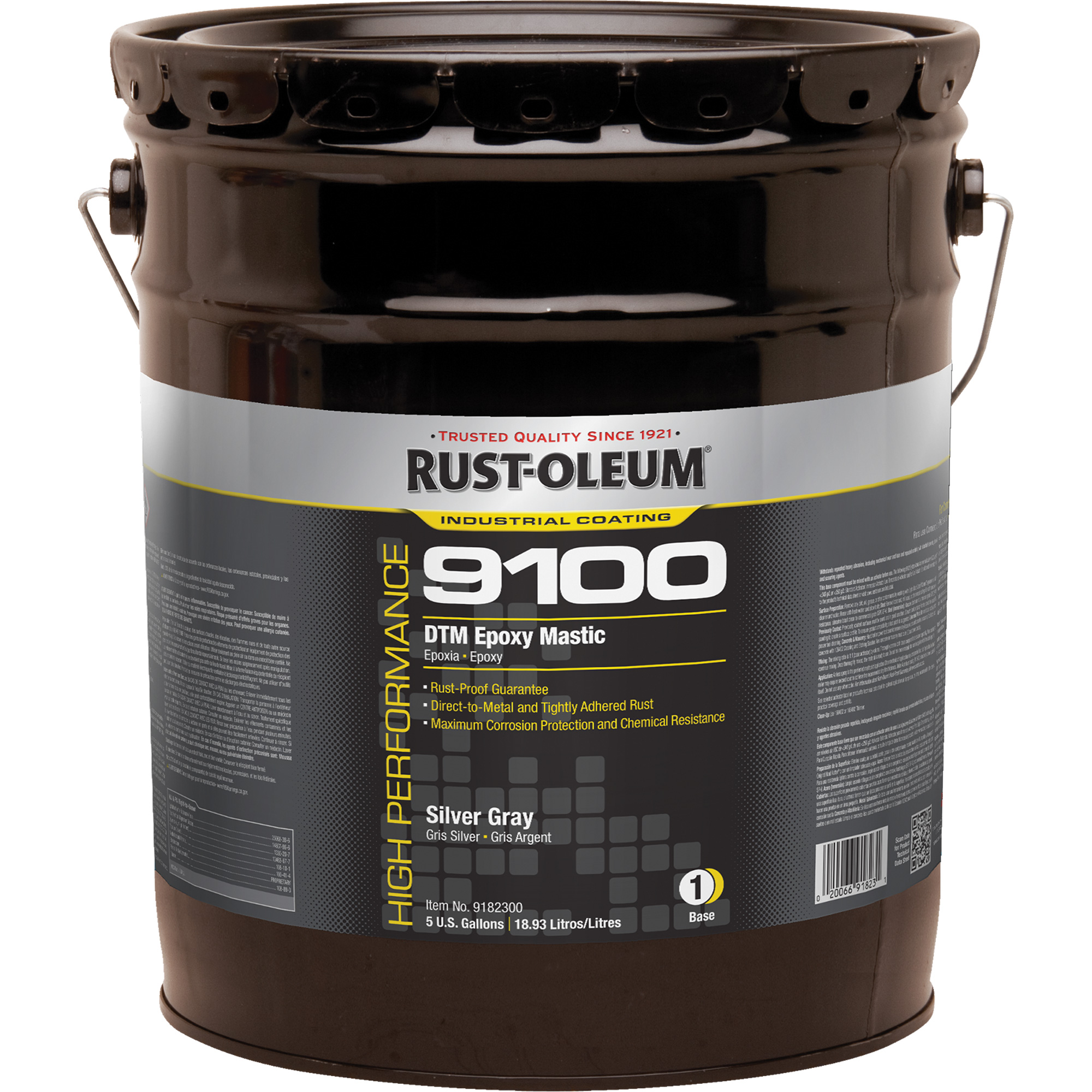 Base de mastic époxy DTM du système 9100, Gris argenté, 5 gal., Seau