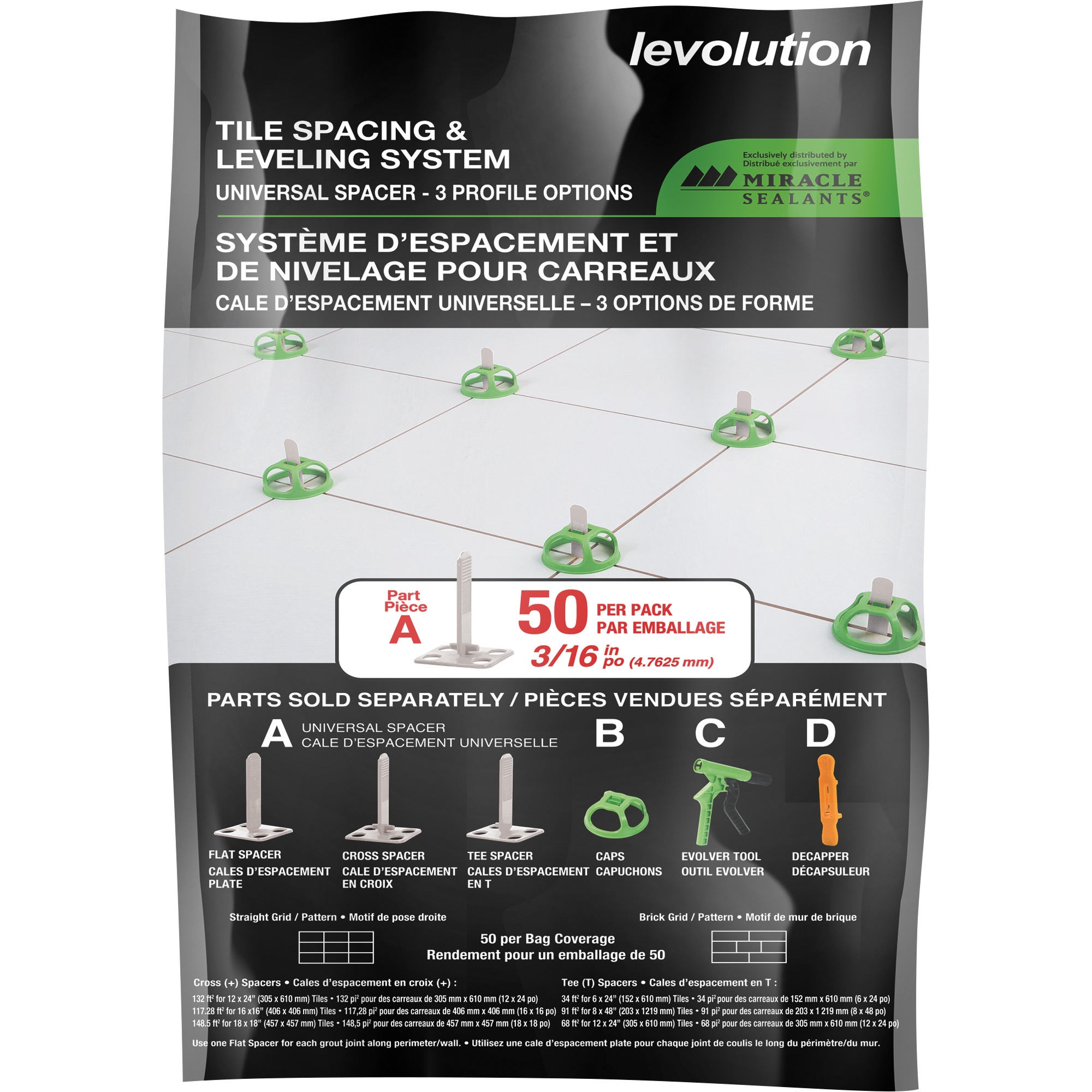 Cales d'espacement universelles Miracle SealantsMD Levolution