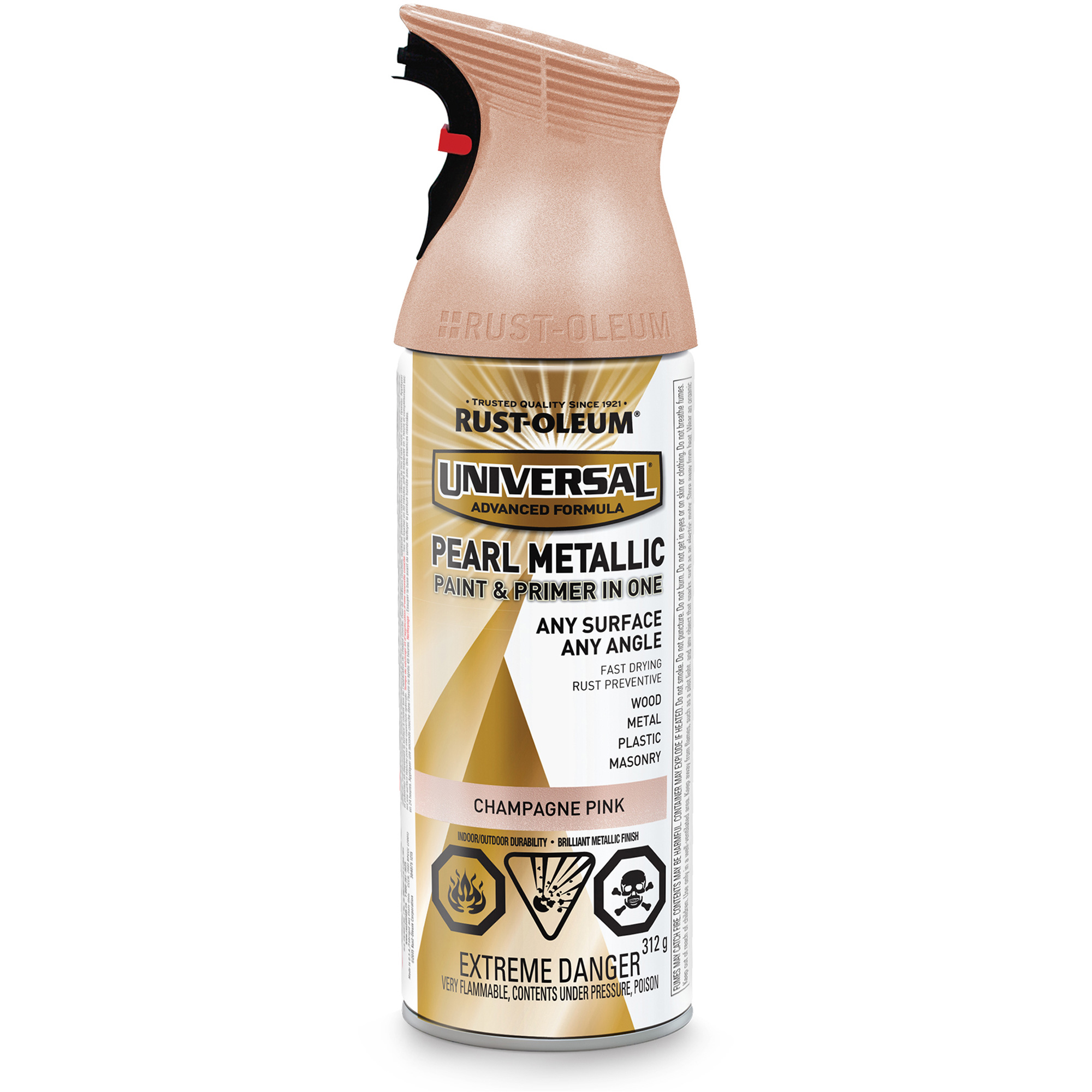 Couche de fond et revêtement perlé à vaporiser UniversalMD, Rose champagne, Métallique, Canette aérosol