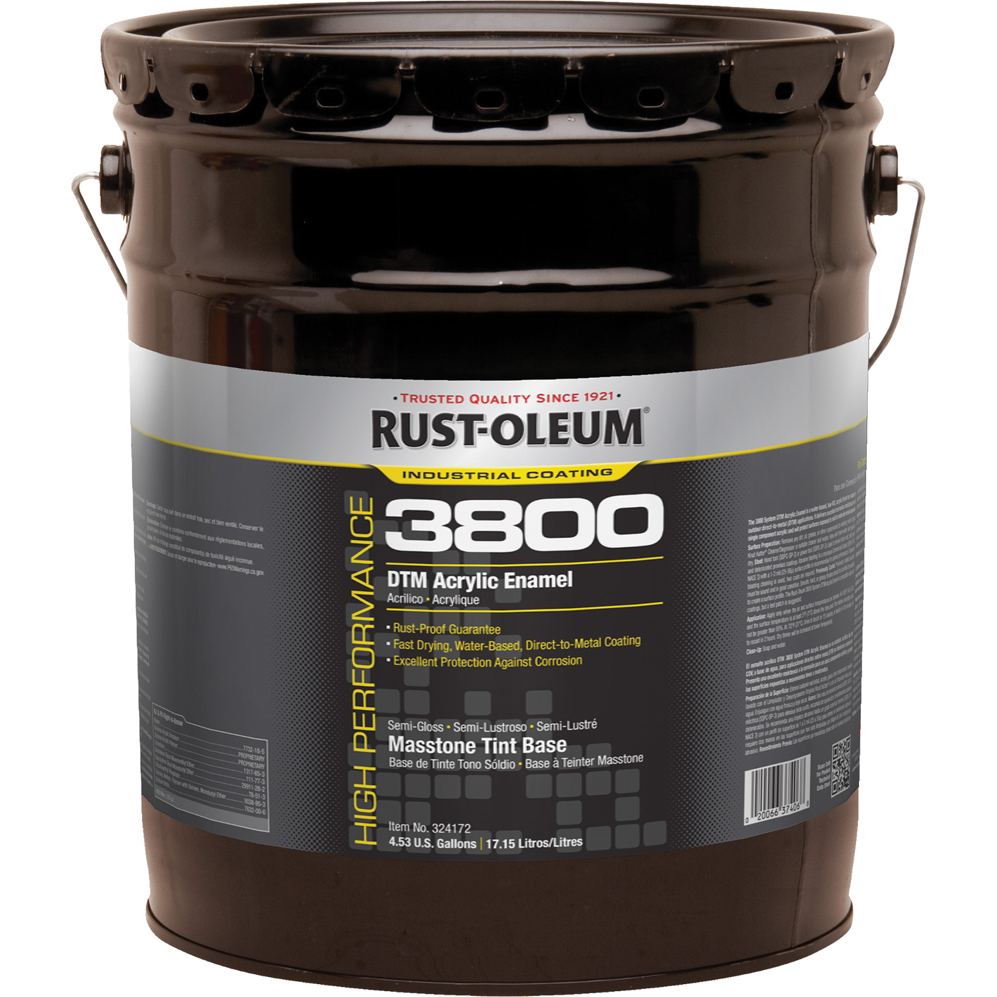Émail acrylique DTM haute performance 3800, 5 gal., Seau, Base à teinter