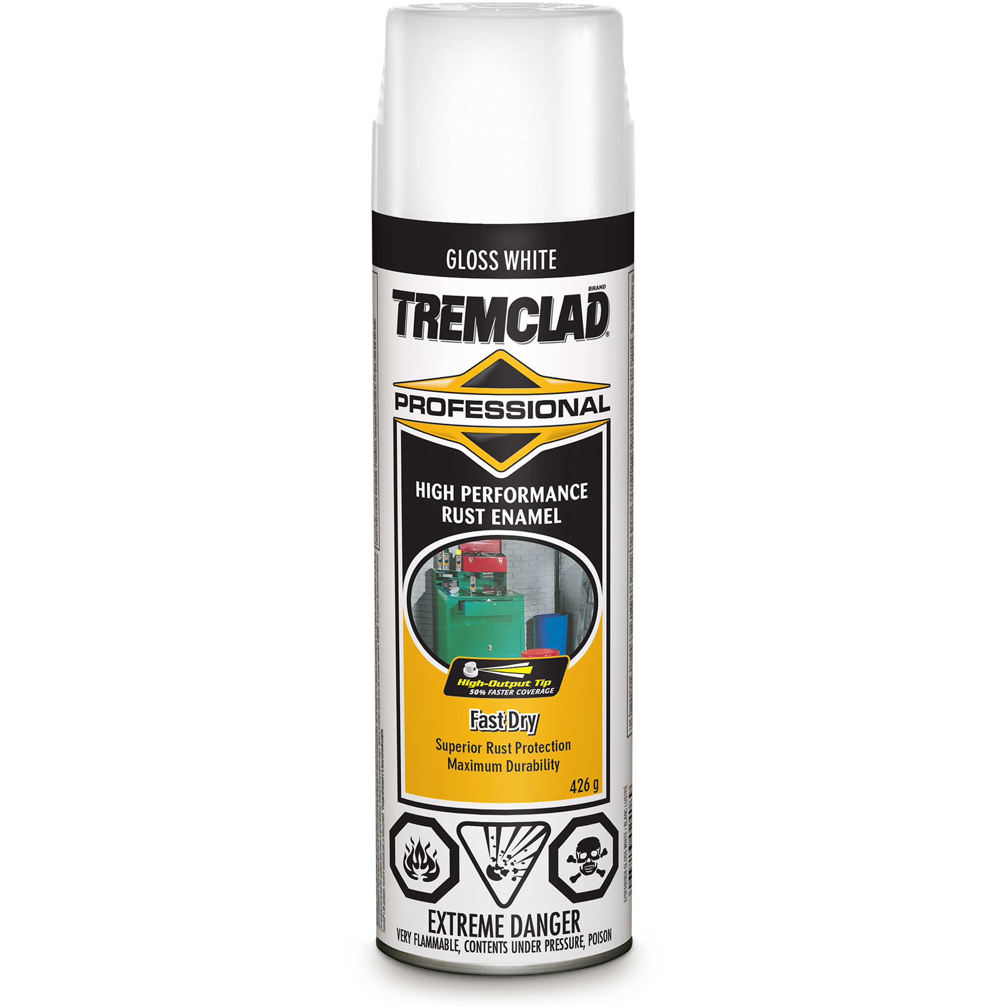 Émail antirouille de qualité professionnelle TremcladMD, Blanc, Brillant, Canette aérosol
