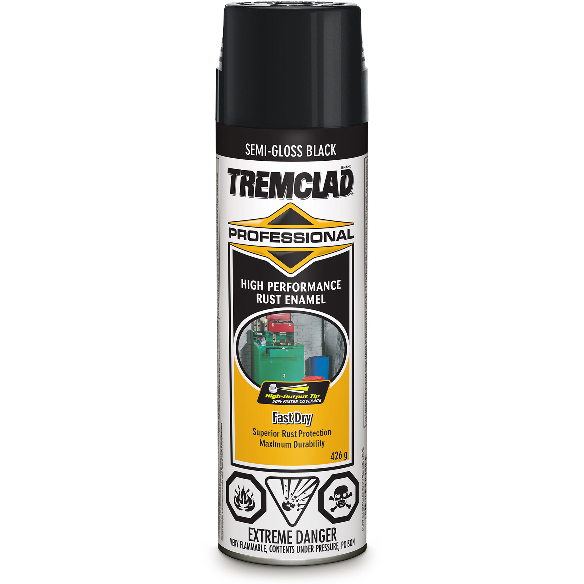 Émail antirouille de qualité professionnelle TremcladMD, Noir, Semi-brillant, Canette aérosol
