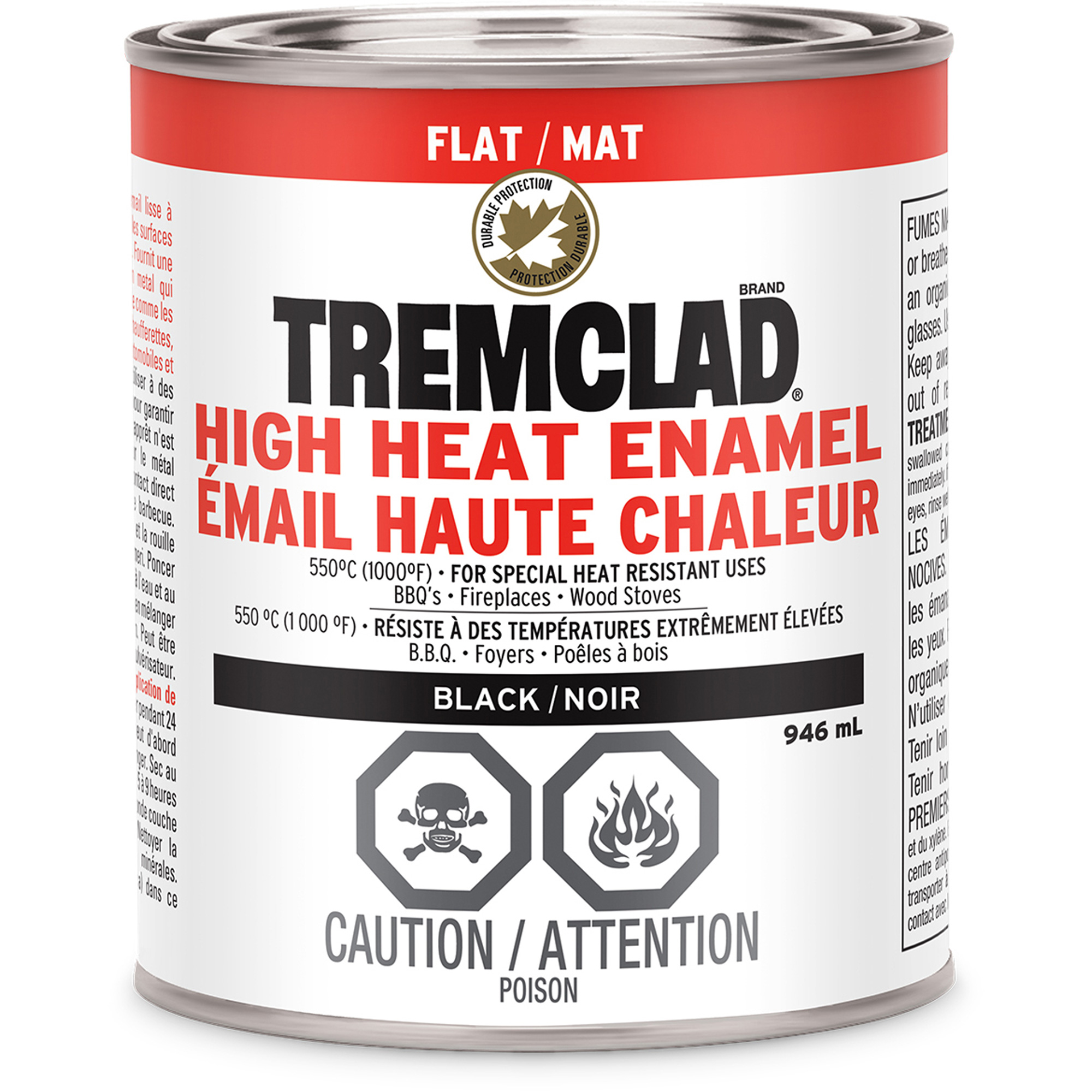 Émail haute température TremcladMD, Noir, Très mat, 946 ml, Canette