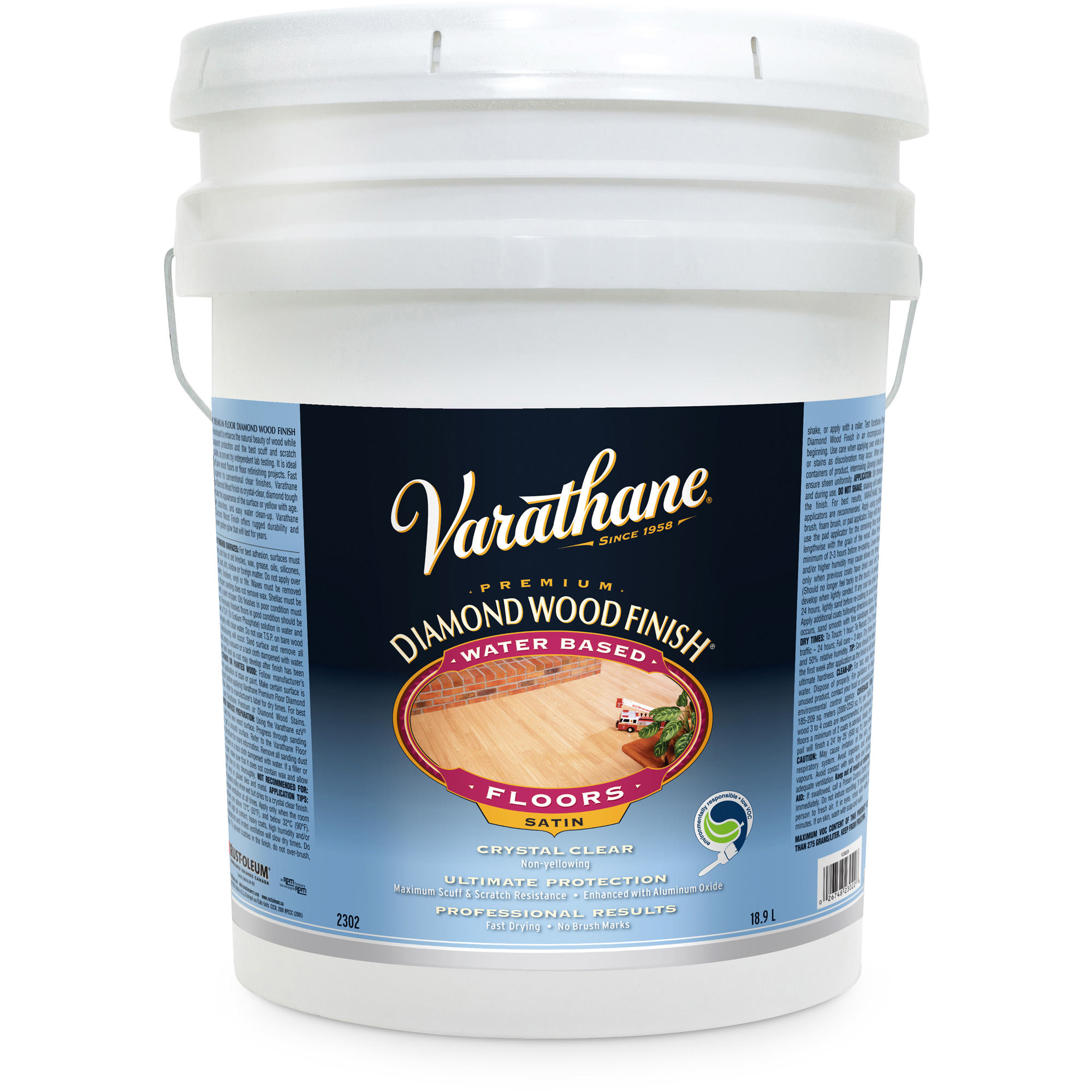 Fini diamant pour bois VarathaneMD pour planchers, 18,9 L, Transparent, Satin