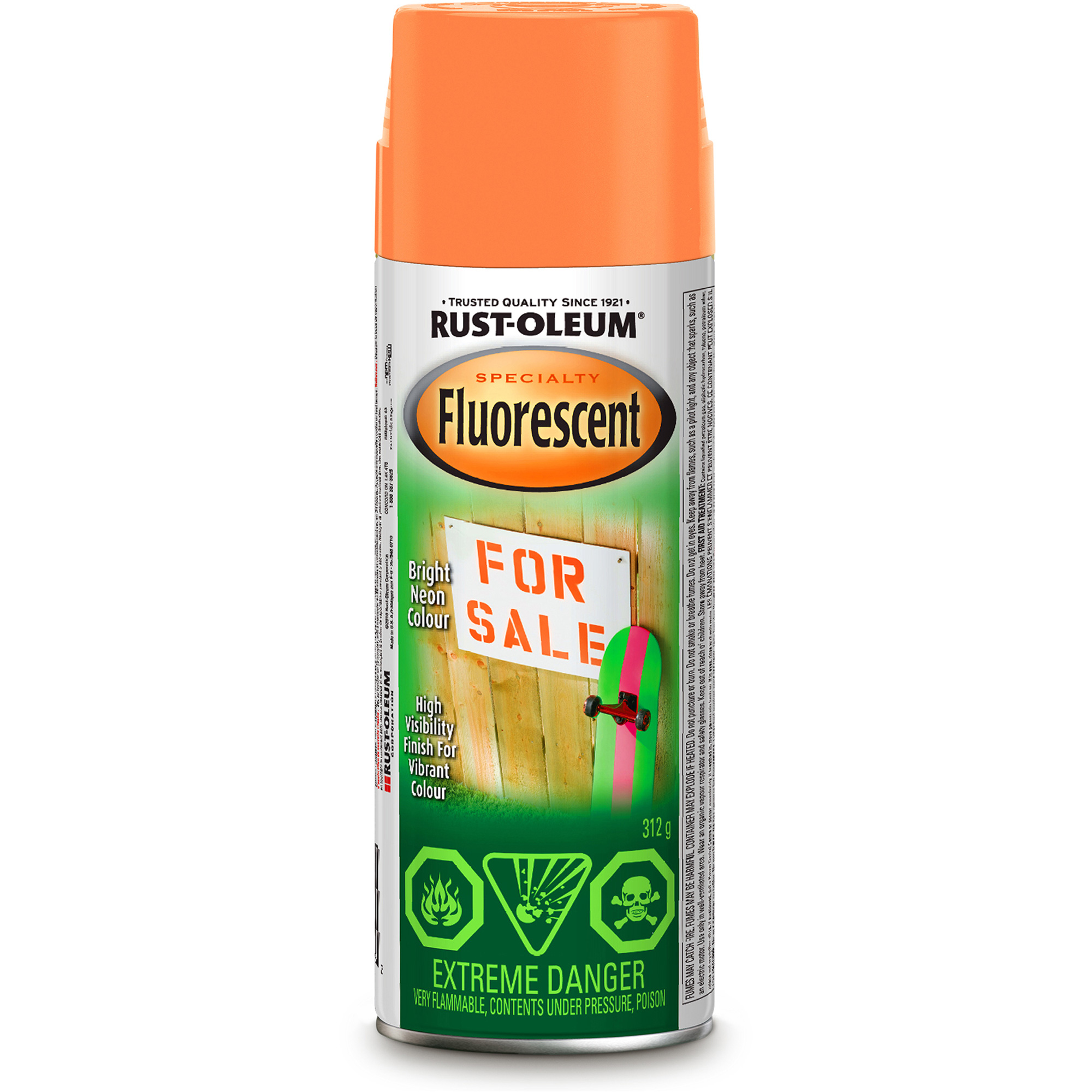 Peinture à pulvériser fluorescente Spécialité, Orange fluorescent, Canette aérosol