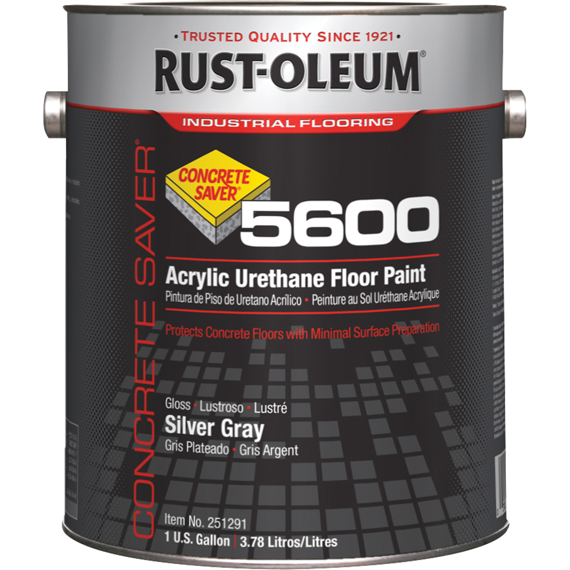 Peinture acrylique uréthane pour sol Concrete Saver Système 5600, Gris argenté, Très brillant, Gallon