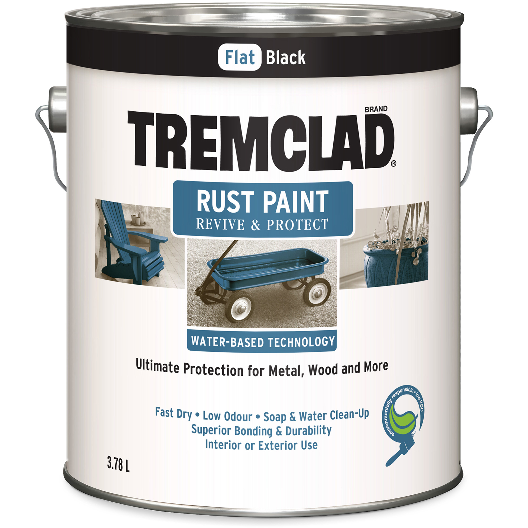 Peinture antirouille à base d'eau TremcladMD, 3,78 L, Gallon, Noir