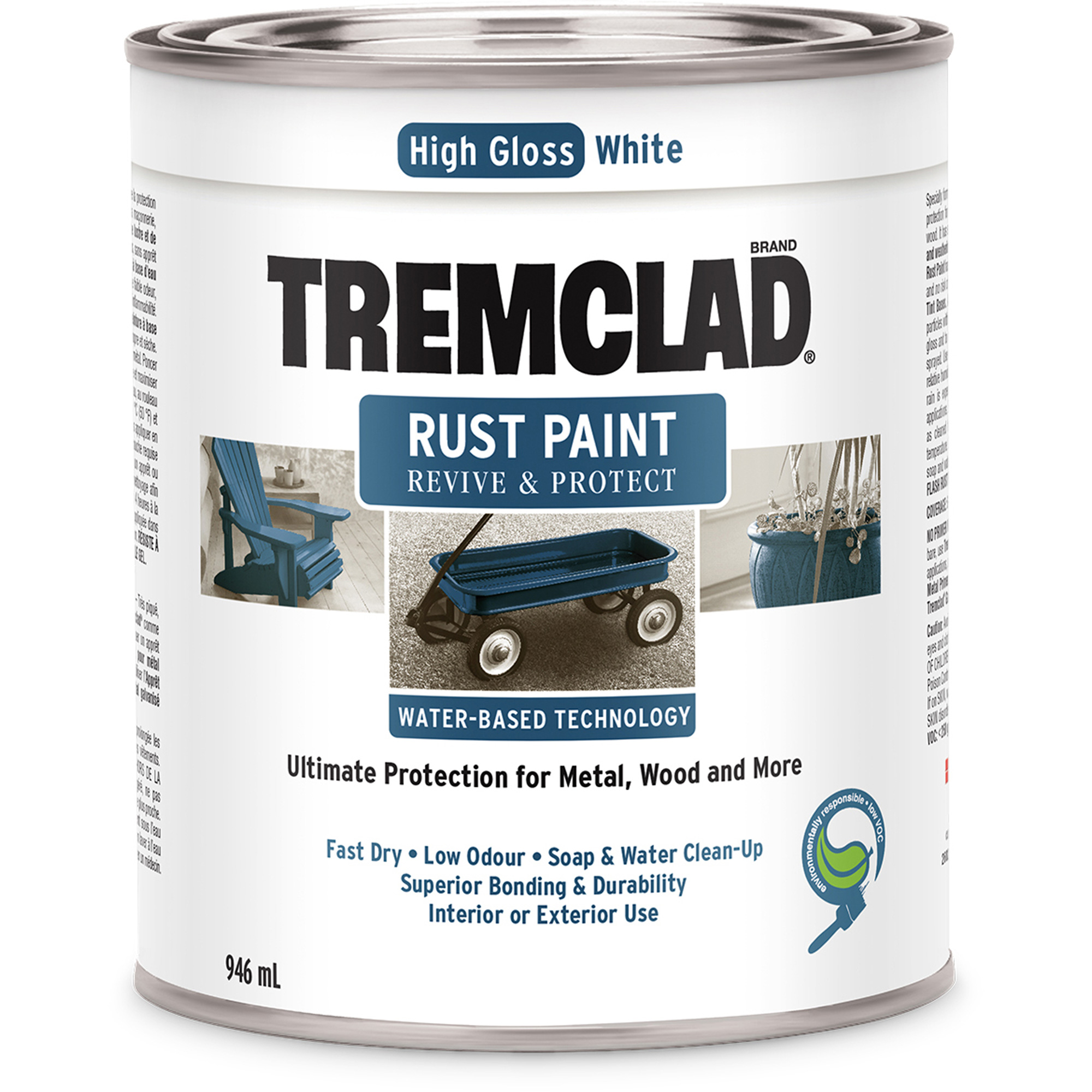 Peinture antirouille à base d'eau TremcladMD, 946 ml, Canette, Blanc