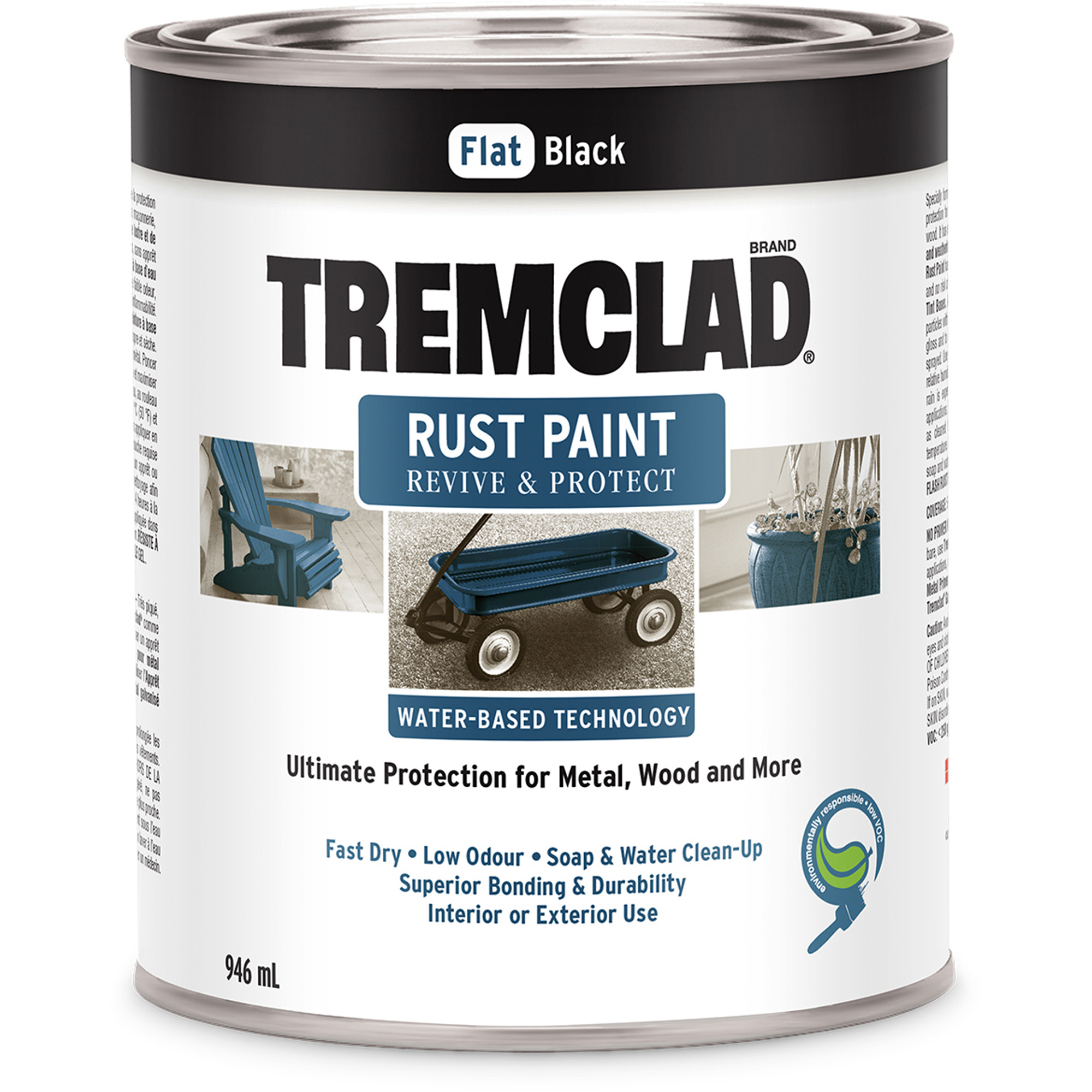 Peinture antirouille à base d'eau TremcladMD, 946 ml, Canette, Noir