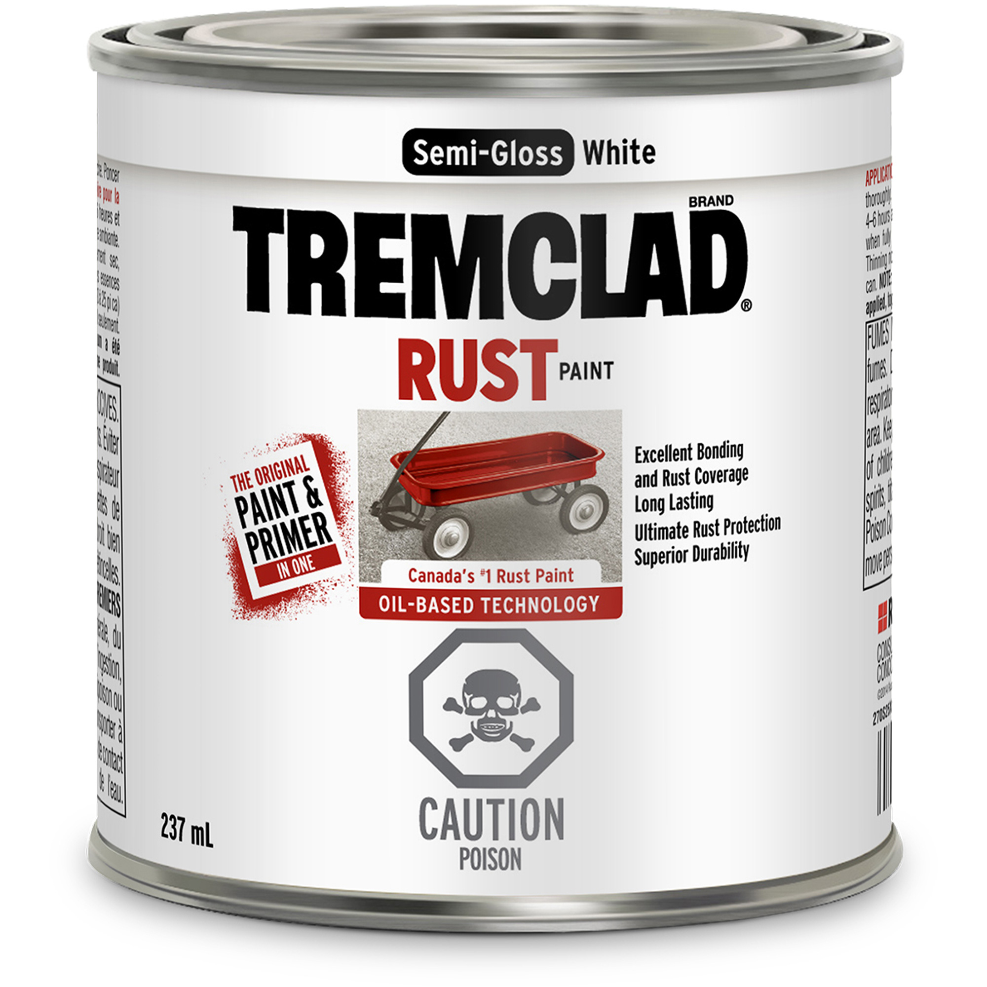Peinture antirouille à base d’huile TremcladMD, Blanc, Semi-brillant, 237 ml, Canette
