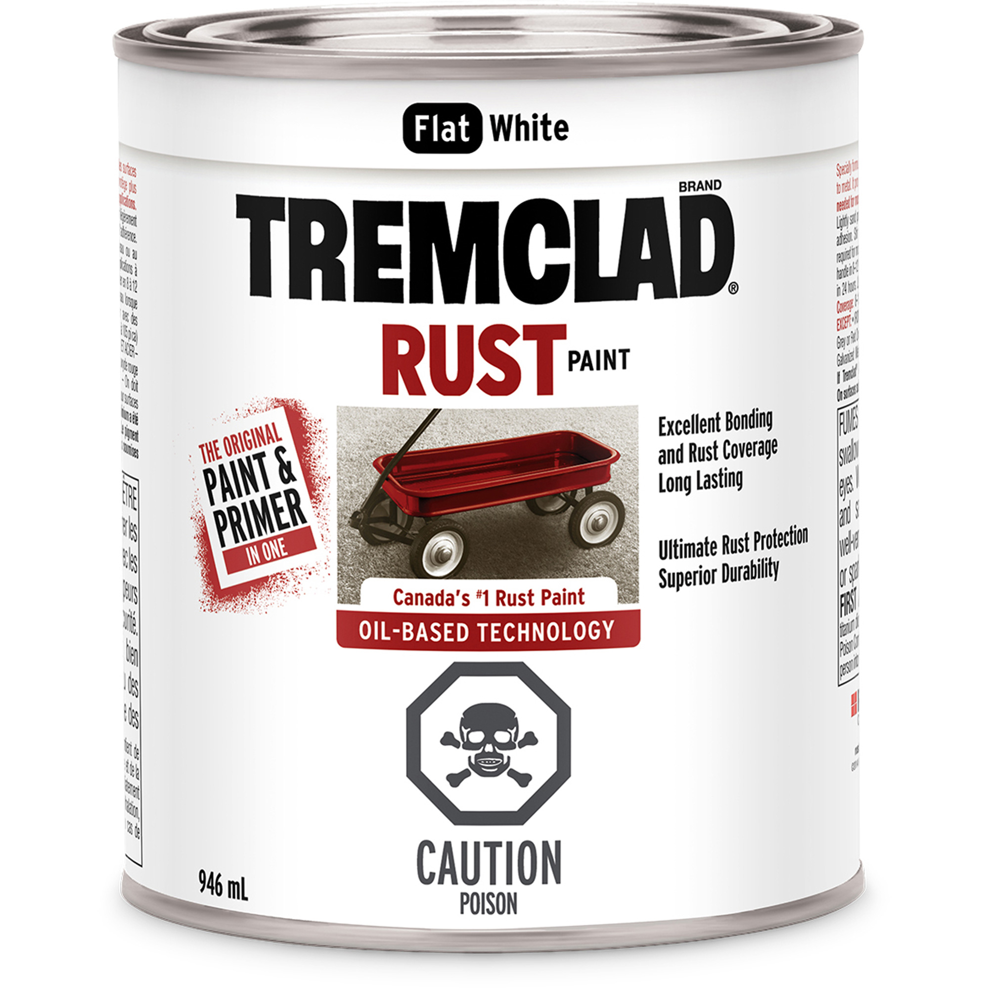 Peinture antirouille à base d’huile TremcladMD, Blanc, Très mat, 946 ml, Canette