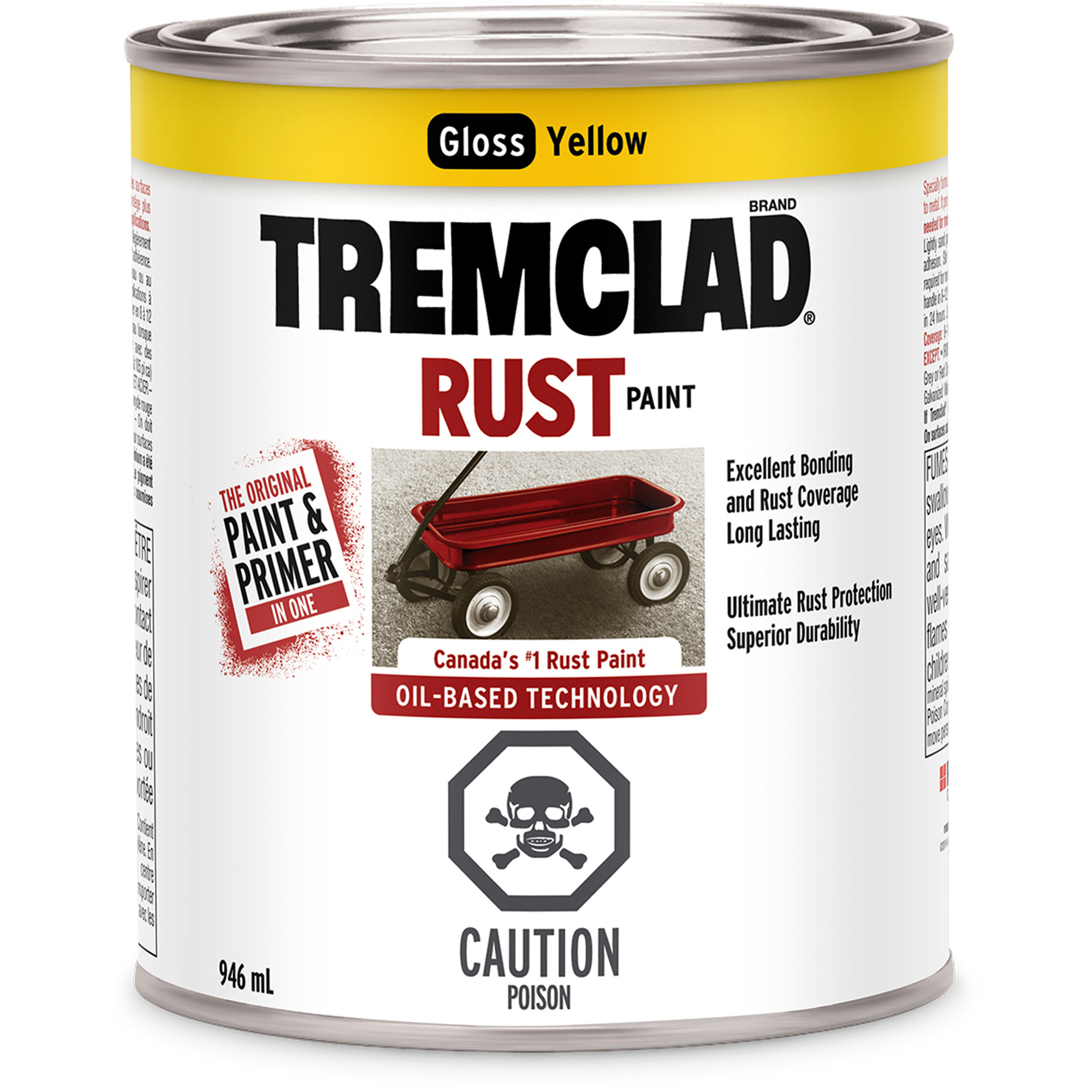 Peinture antirouille à base d’huile TremcladMD, Jaune, Brillant, 946 ml, Canette