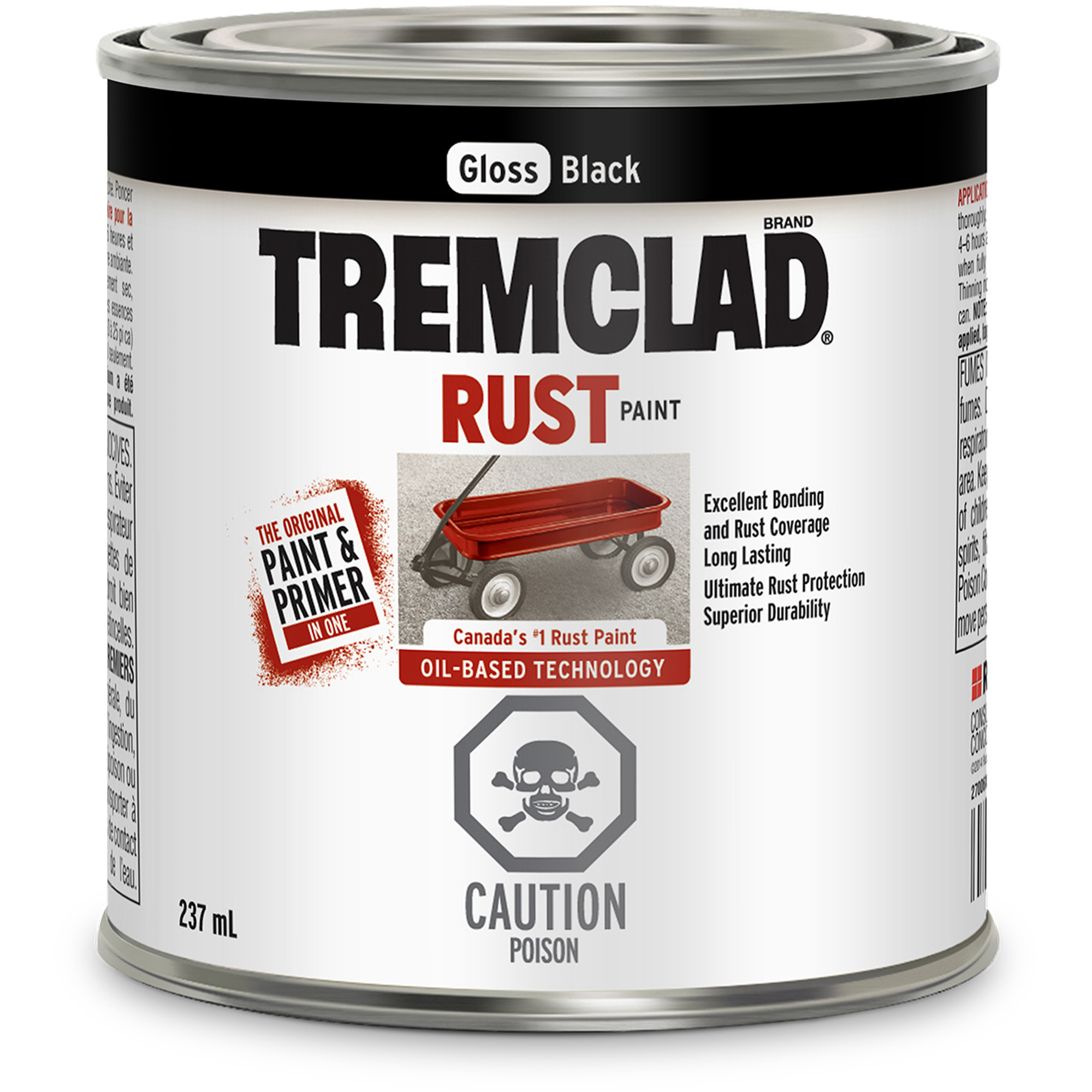 Peinture antirouille à base d’huile TremcladMD, Noir, Brillant, 237 ml, Canette
