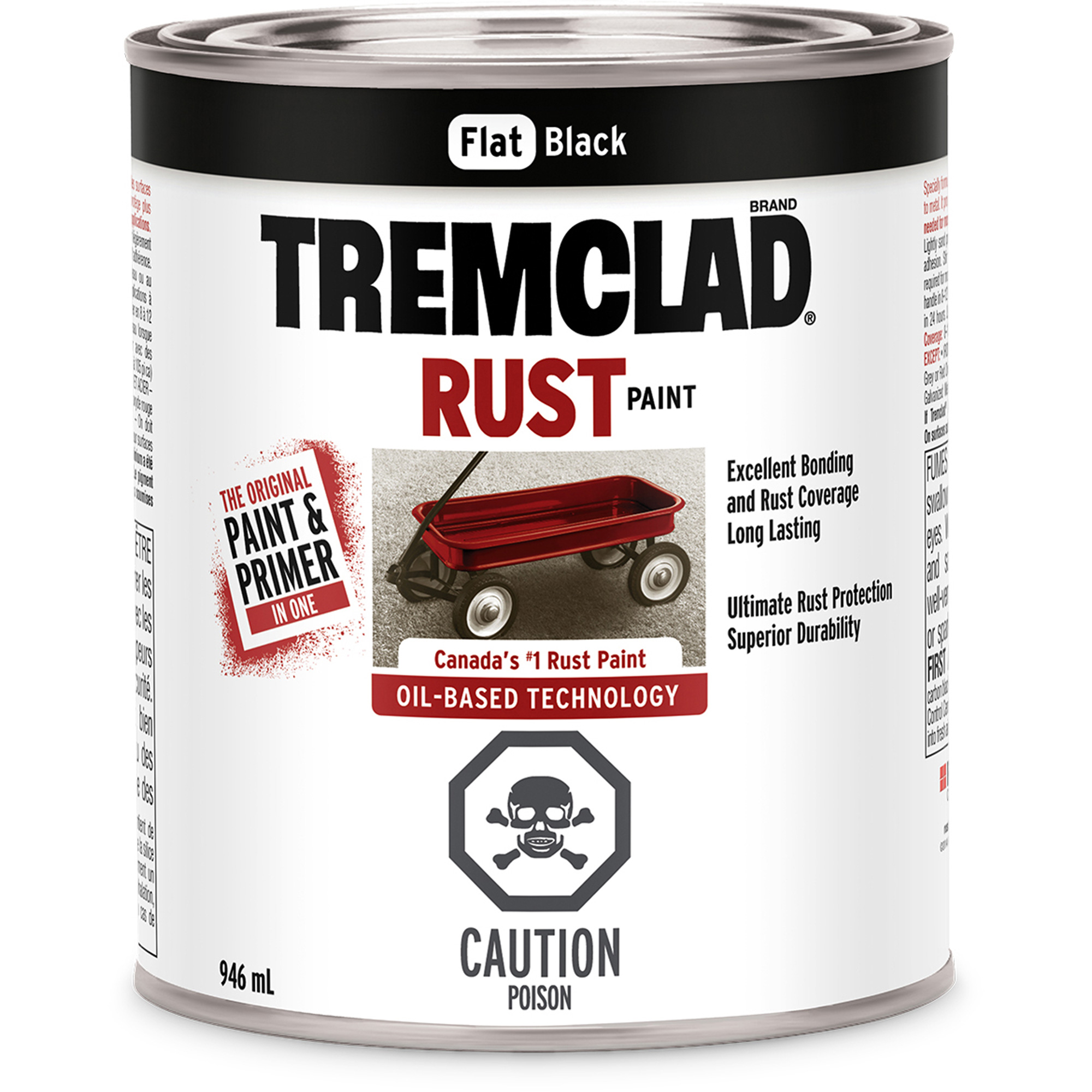 Peinture antirouille à base d’huile TremcladMD, Noir, Très mat, 946 ml, Canette