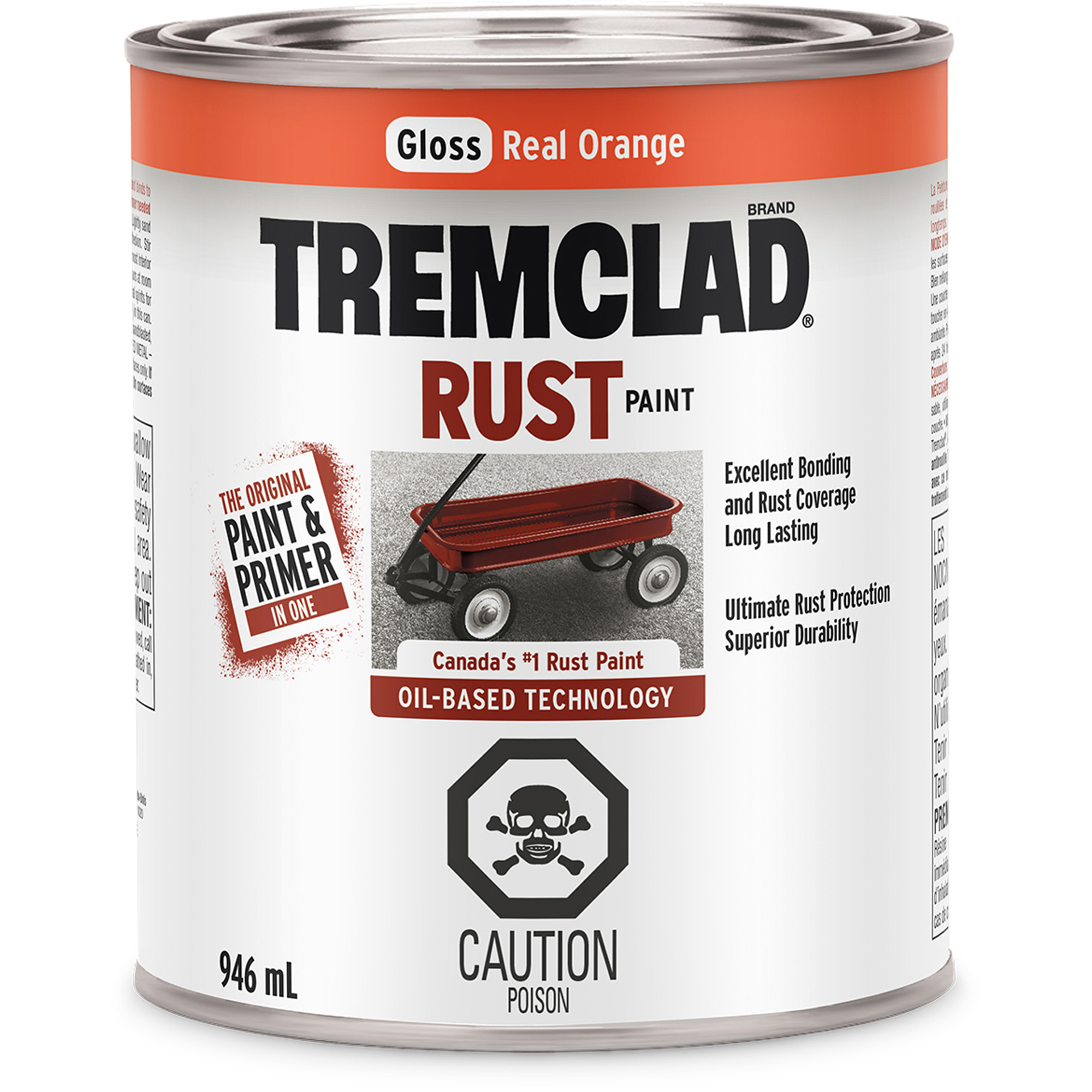 Peinture antirouille à base d’huile TremcladMD, Orange réel, Brillant, 946 ml, Canette
