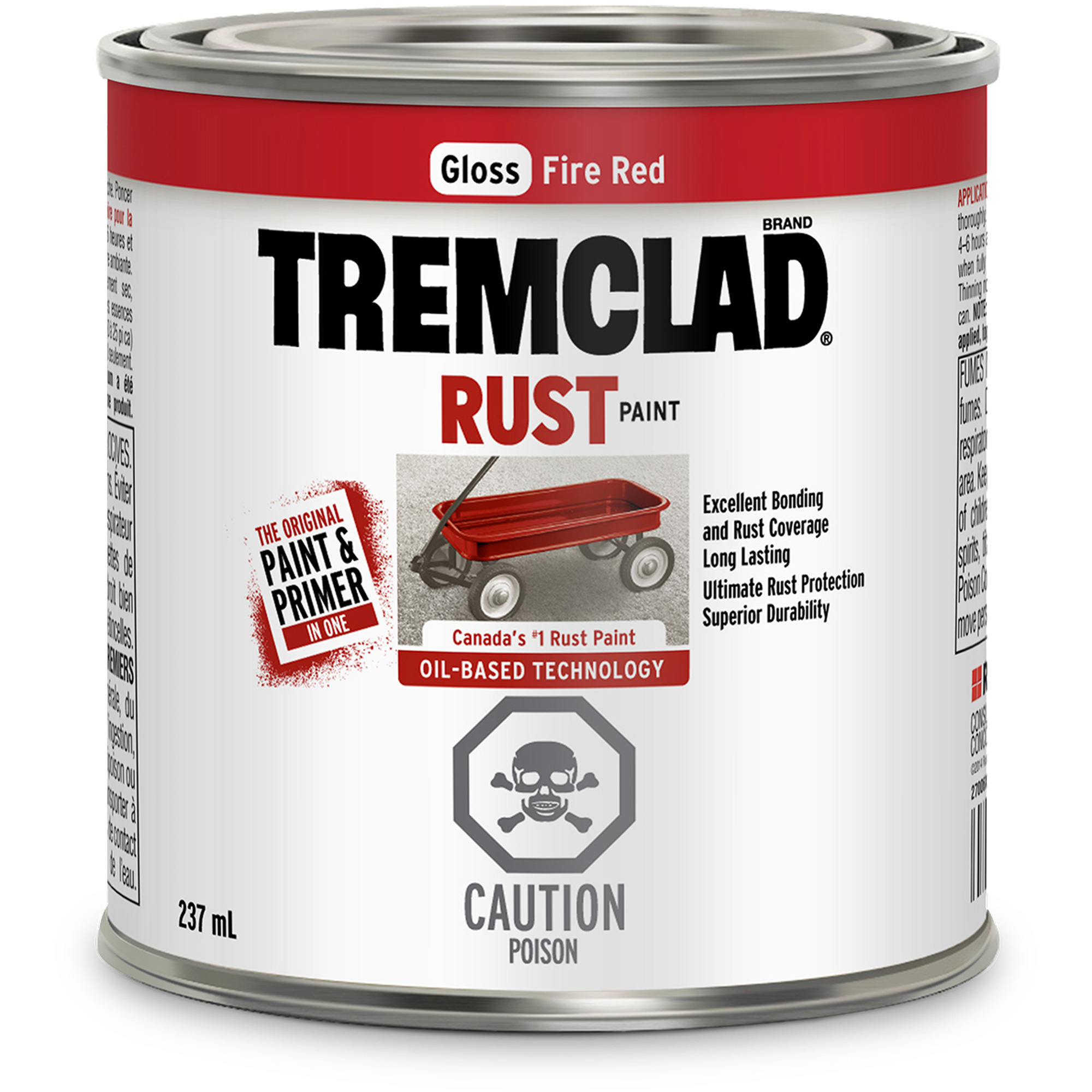 Peinture antirouille à base d’huile TremcladMD, Rouge incendie, Brillant, 237 ml, Canette