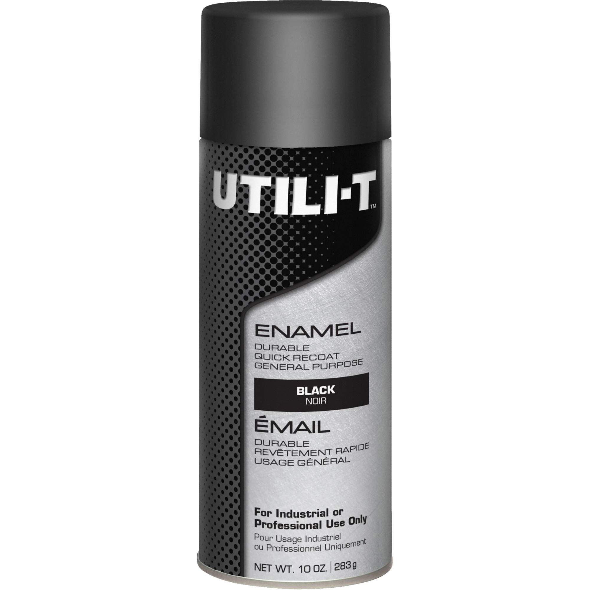 Peinture-émail en aérosol polyvalent UTILI-TMC, Noir, Brillant, 10 oz/283 g, Canette aérosol