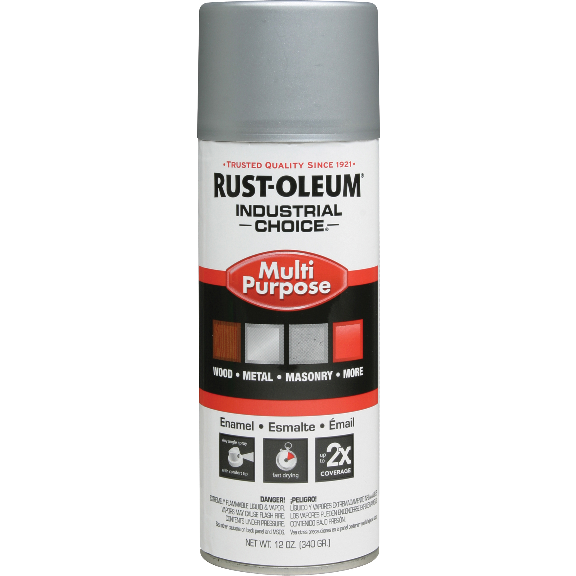 Peinture en aérosol à usages multiples système 1600 Industrial ChoiceMD, Argent aluminium terne, Brillant, 12 oz, Canette aérosol