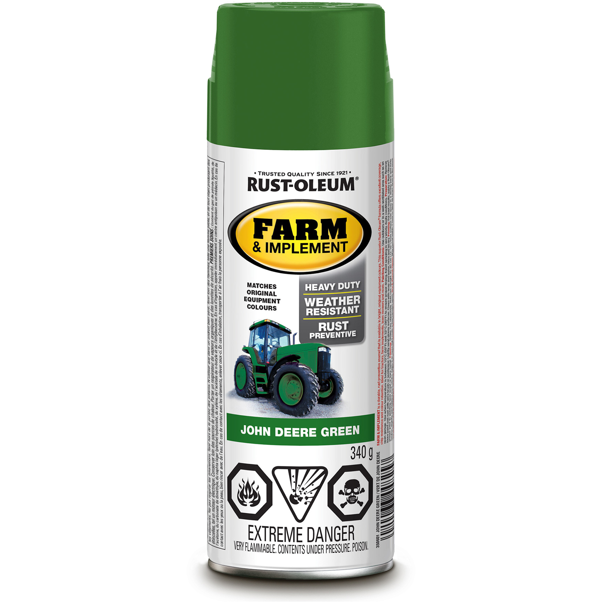 Peinture en aérosol spécialisée pour équipement agricole, Vert John Deere, Brillant, Canette aérosol