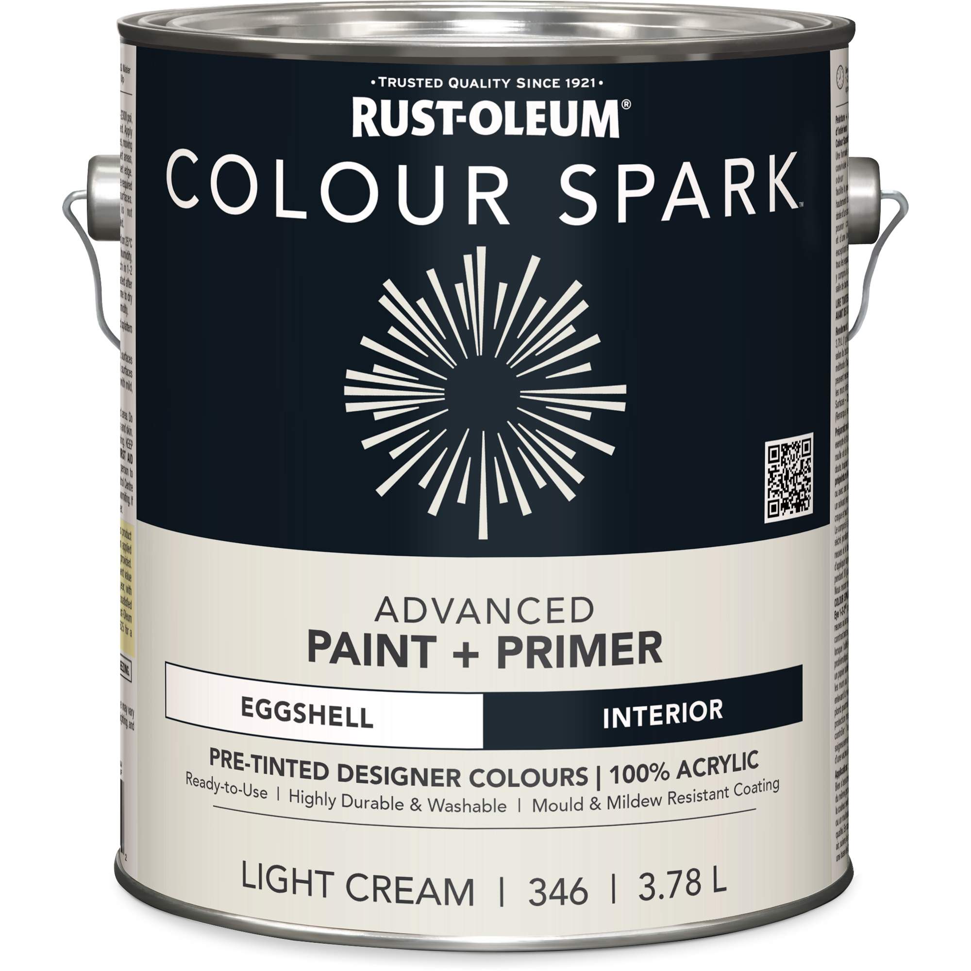 Peinture intérieure préteintée + apprêt mural Colour SparkMC, Coton blanc, Semi-brillant, 3,78 L, Gallon