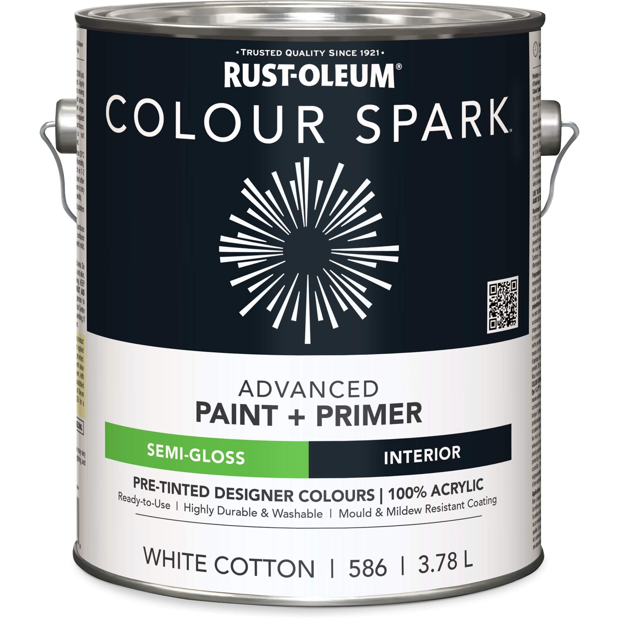 Peinture intérieure préteintée + apprêt mural Colour SparkMC, Crème pâle, Satiné, 3,78 L, Gallon