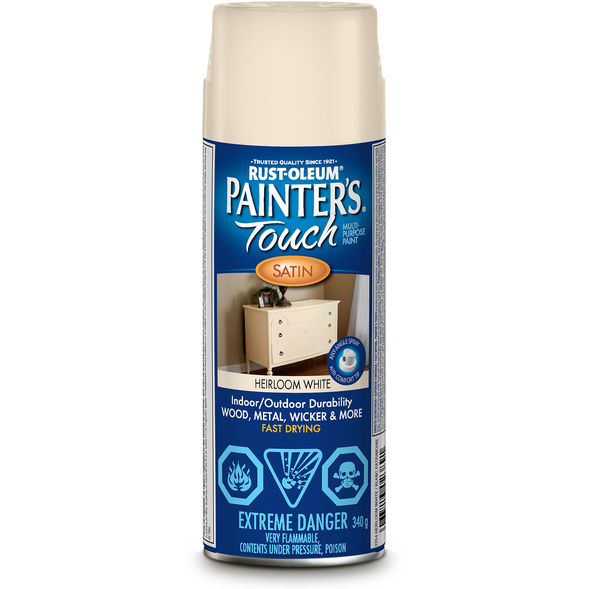 Peinture multi-usages applicable au pinceau Painter’s TouchMD, Blanc patrimoine, Satin, Canette aérosol