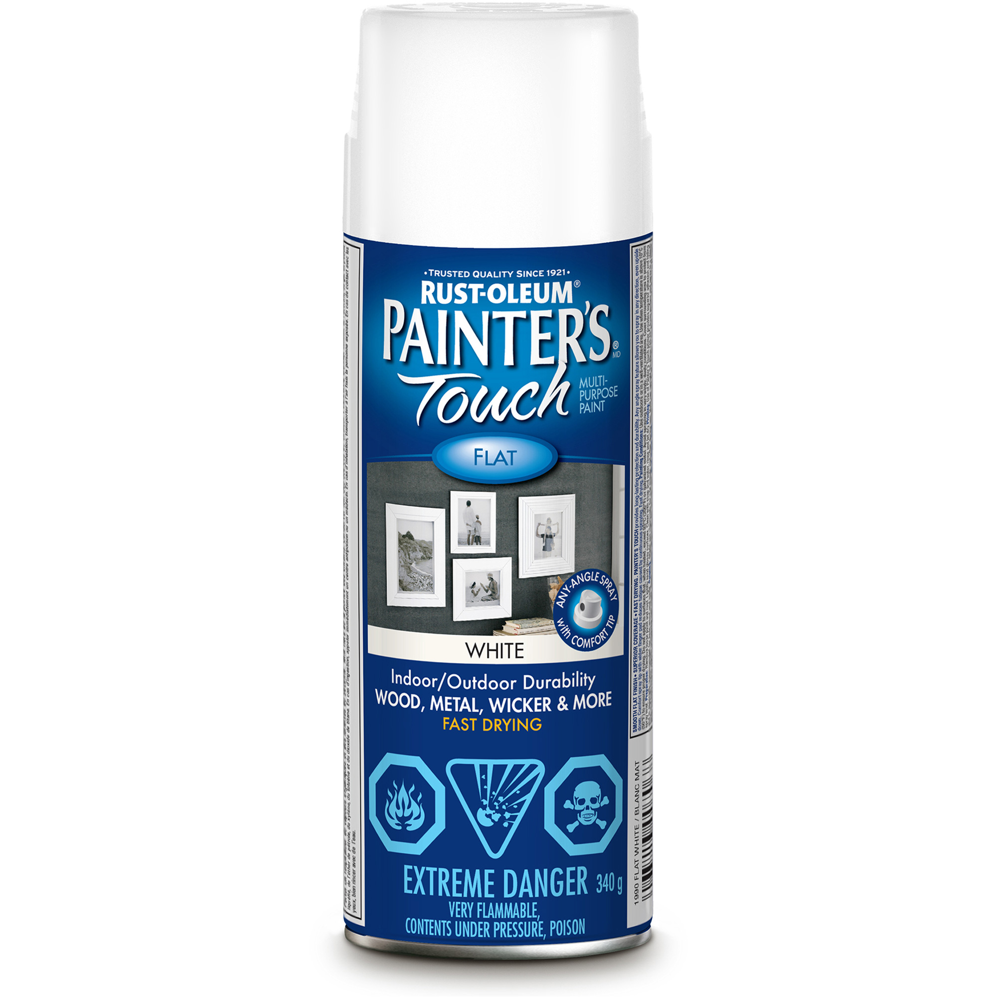 Peinture multi-usages applicable au pinceau Painter’s TouchMD, Blanc, Très mat, Canette aérosol