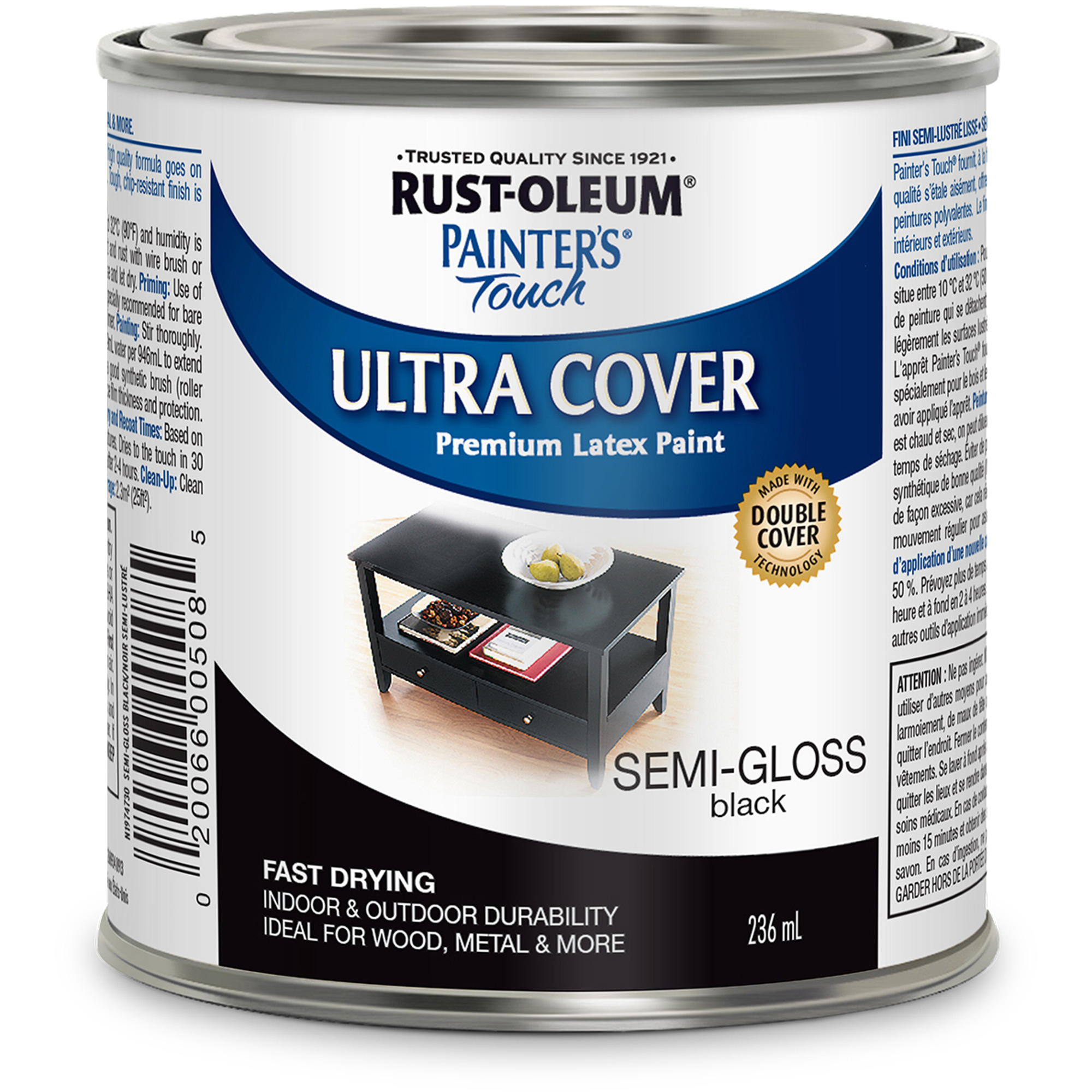 Peinture multi-usages applicable au pinceau Painter’s TouchMD, Noir, Semi-brillant, 236 ml, Canette