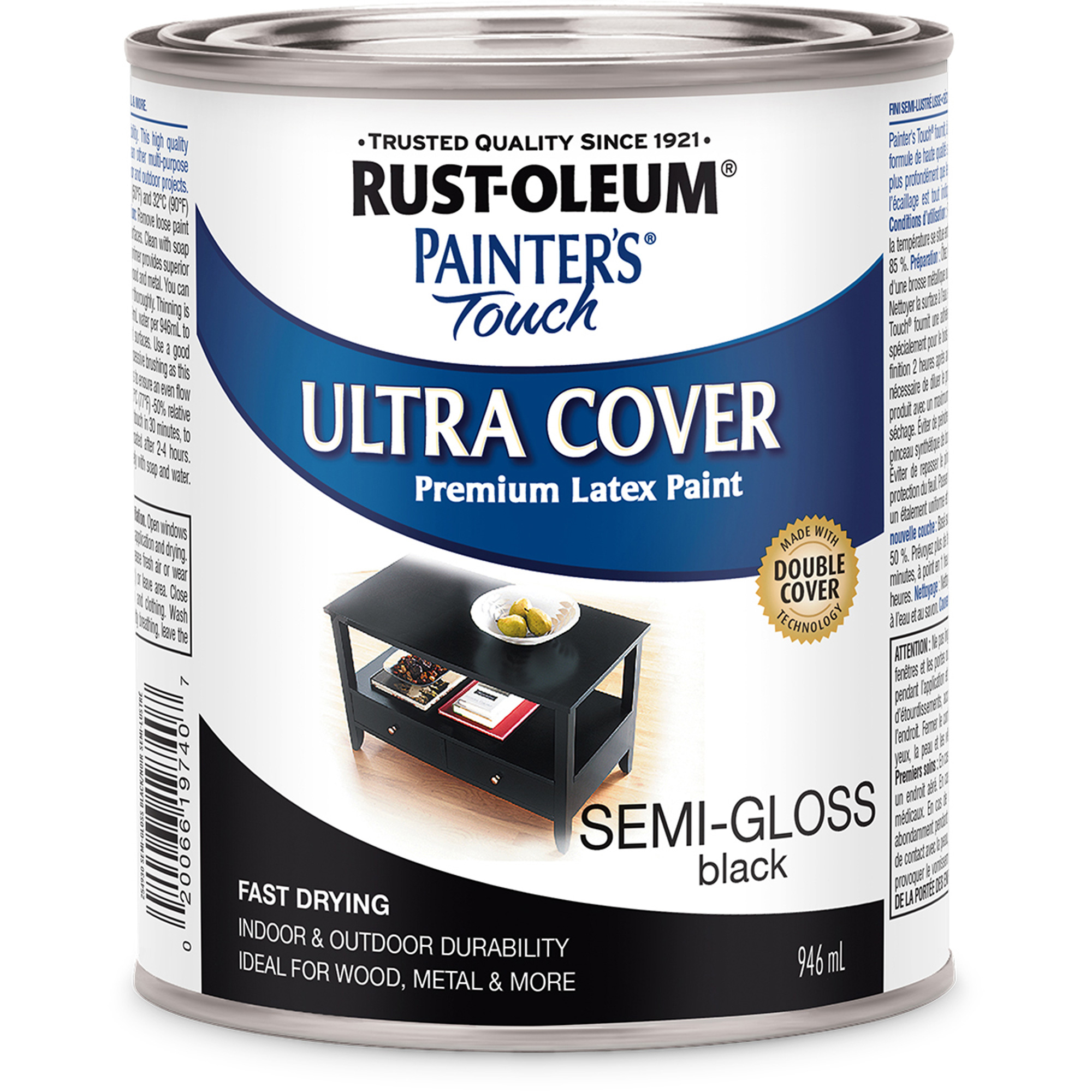 Peinture multi-usages applicable au pinceau Painter’s TouchMD, Noir, Semi-brillant, 946 ml, Canette