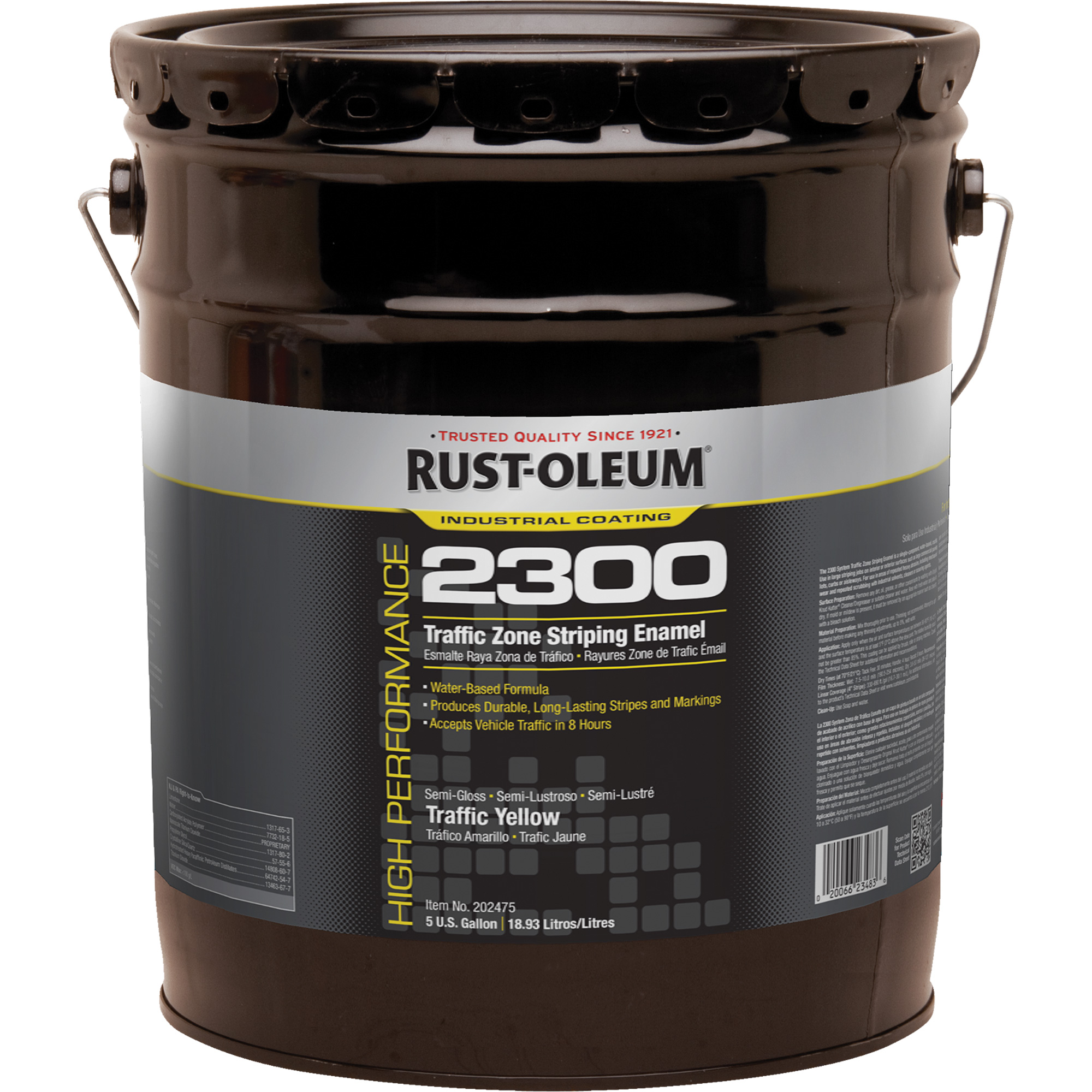 Peinture pour traçage de ligne inversée Système 2300 à haut rendement, Jaune, 5 gal., Seau