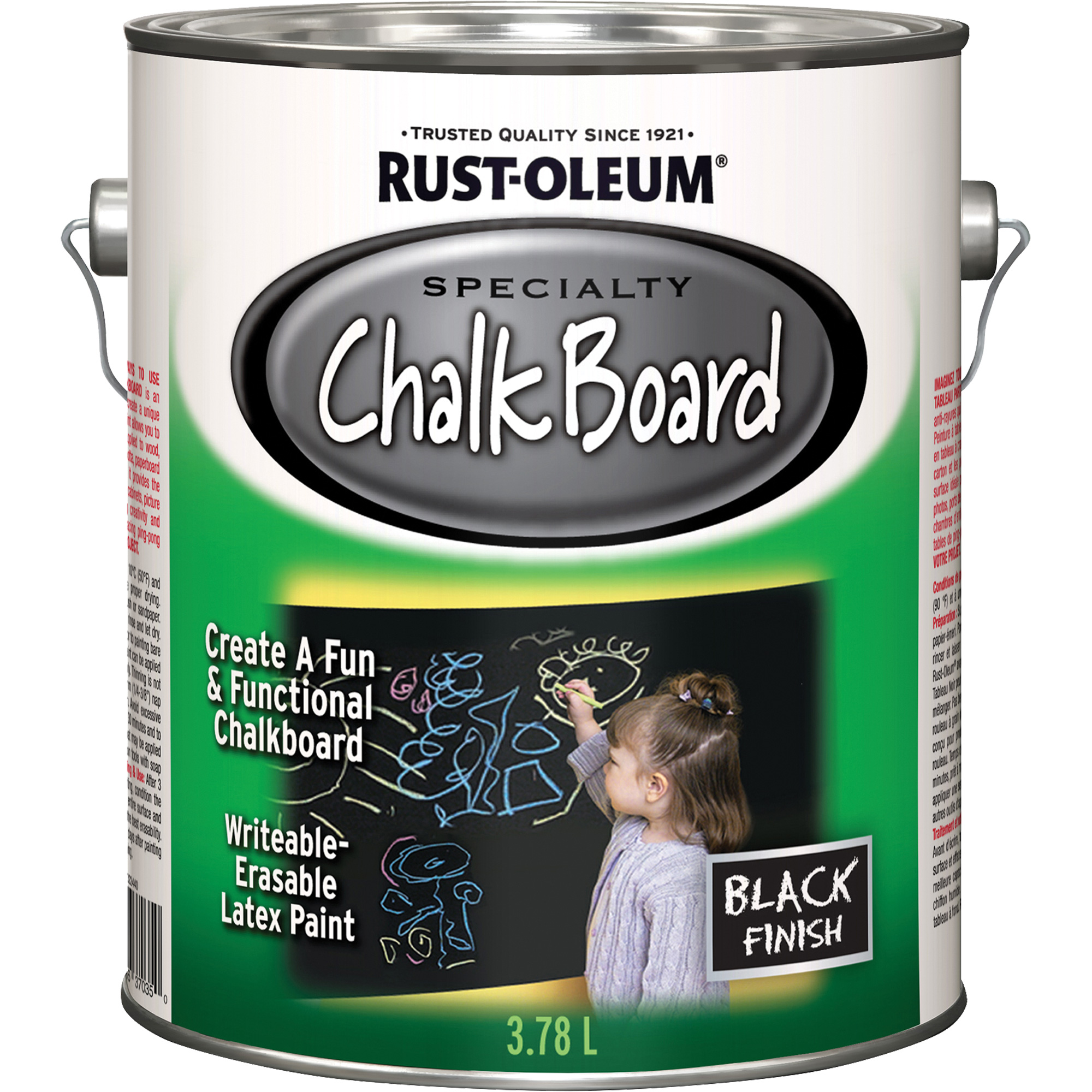 Peinture spécialisée pour tableau noir, 3,78 L, Gallon, Noir
