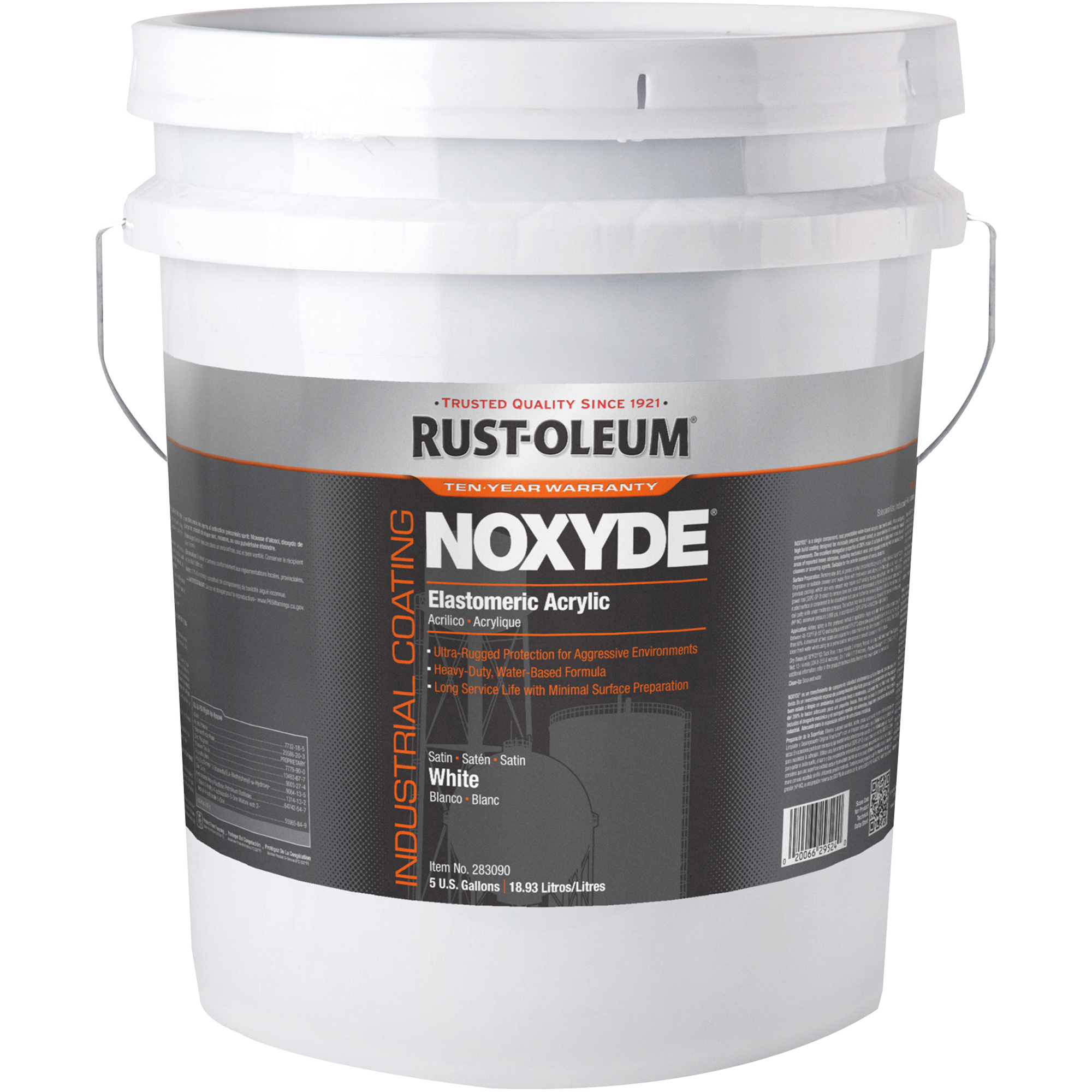 Revêtement acrylique élastomère Noxyde, 5 gal., Seau, Blanc