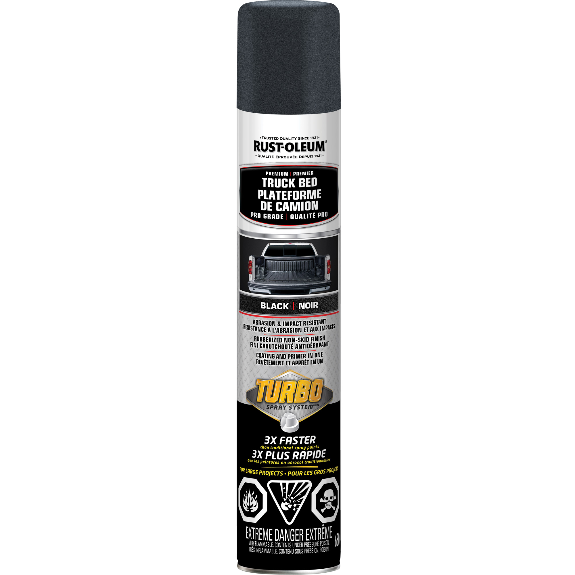 Revêtement caoutchouté de qualité professionnelle pour caisses de camions, 680 g, Canette aérosol, Noir